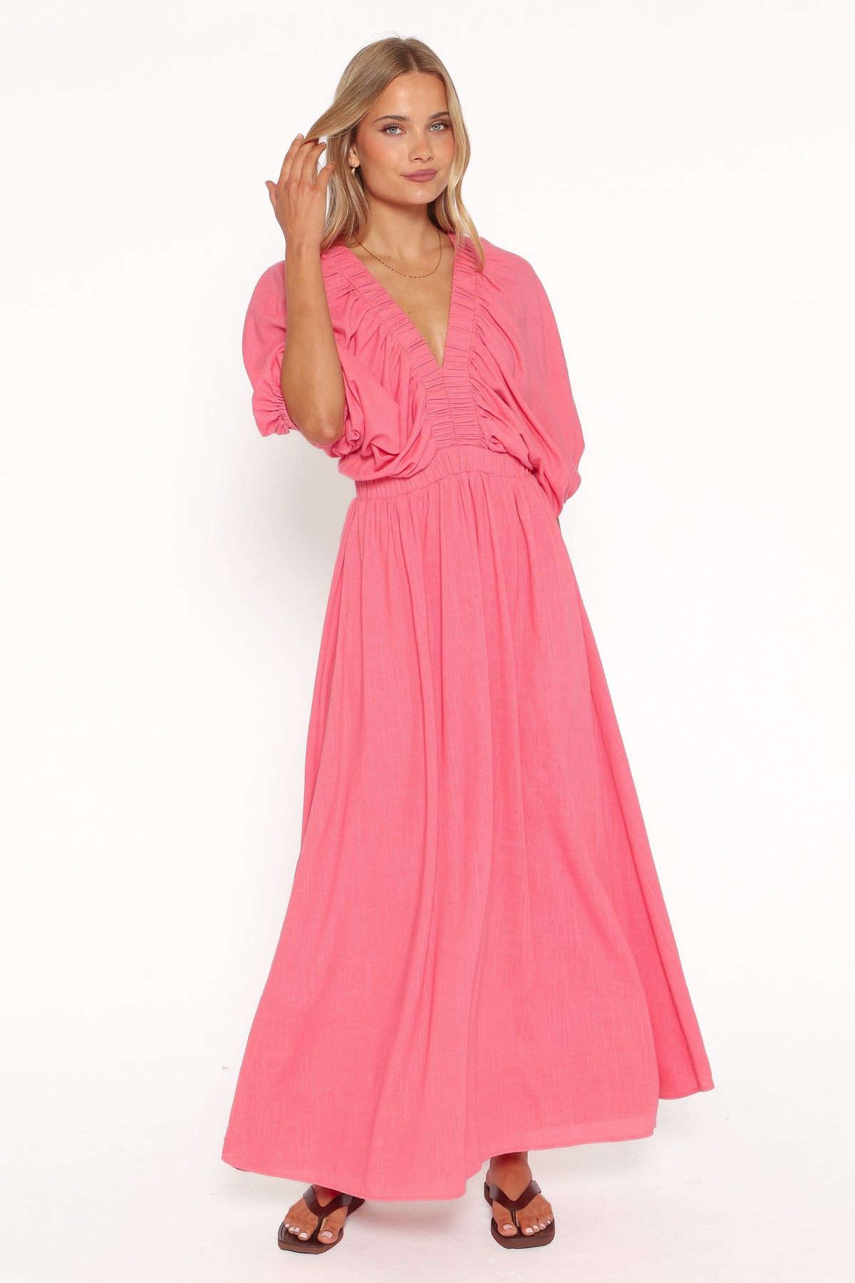 Gianna Puff Sleeve Maxi Dress in Pink – view 2 of 7