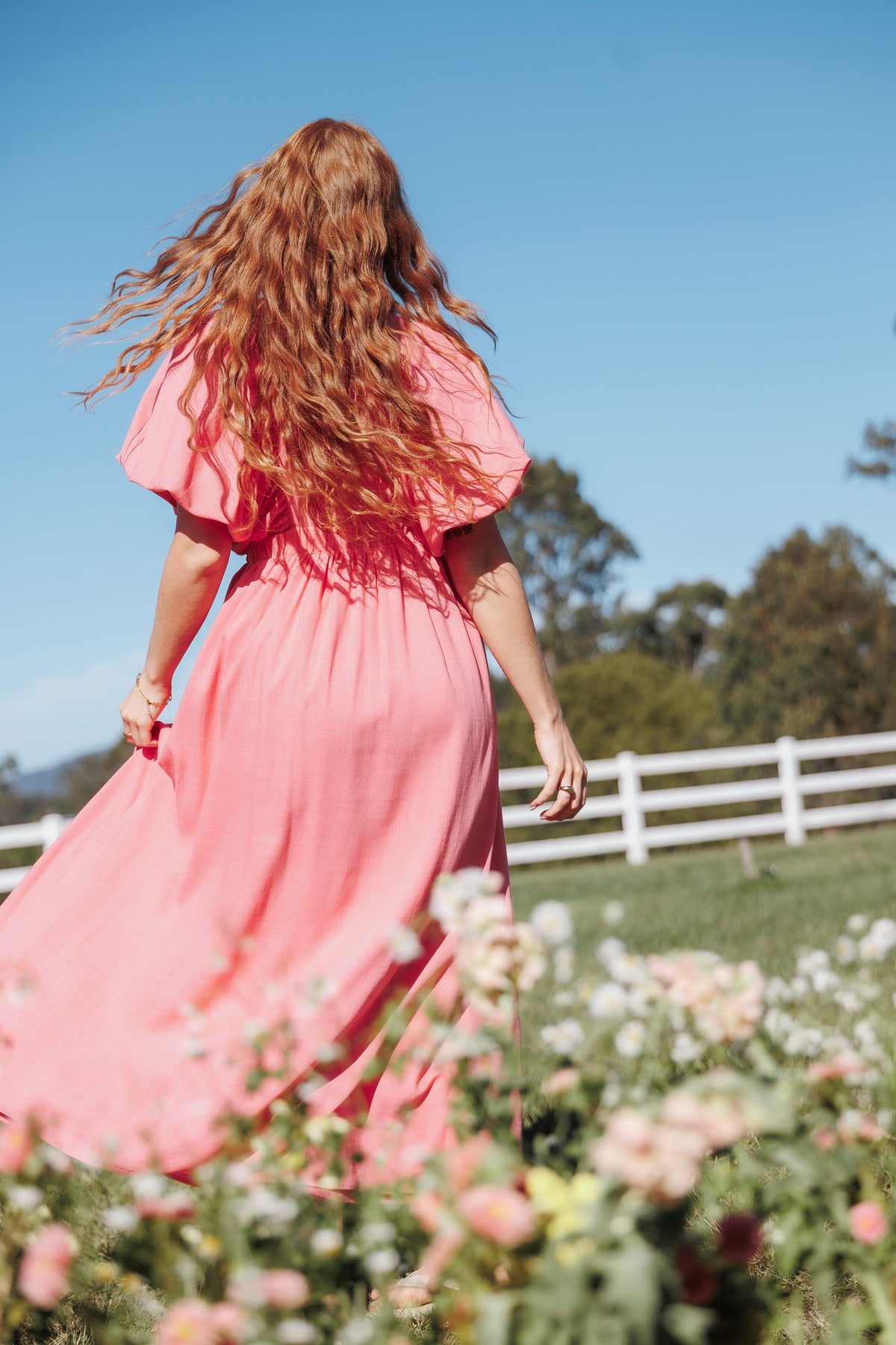 Gianna Puff Sleeve Maxi Dress in Pink – view 7 of 7