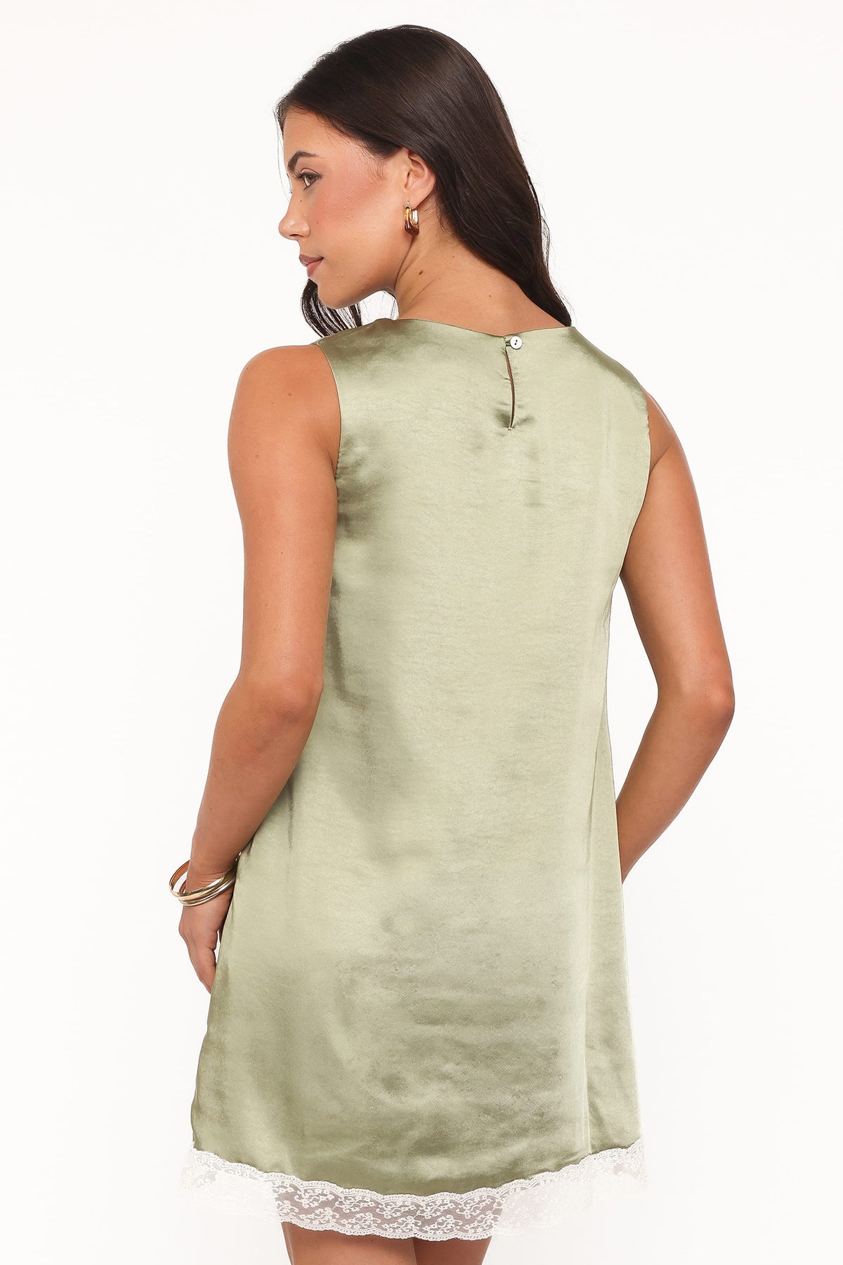 Gretel Mini Dress in Green/Cream – view 4 of 7