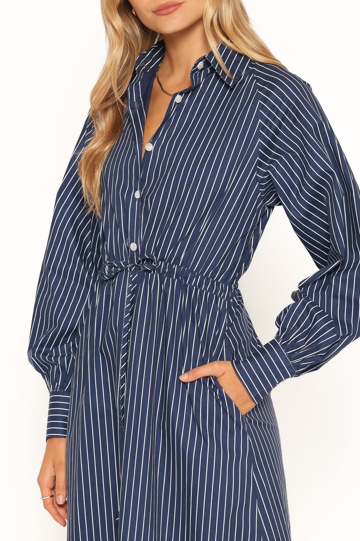 Hansel Long Sleeve Maxi Dress in Navy Stripe – view 2 of 7