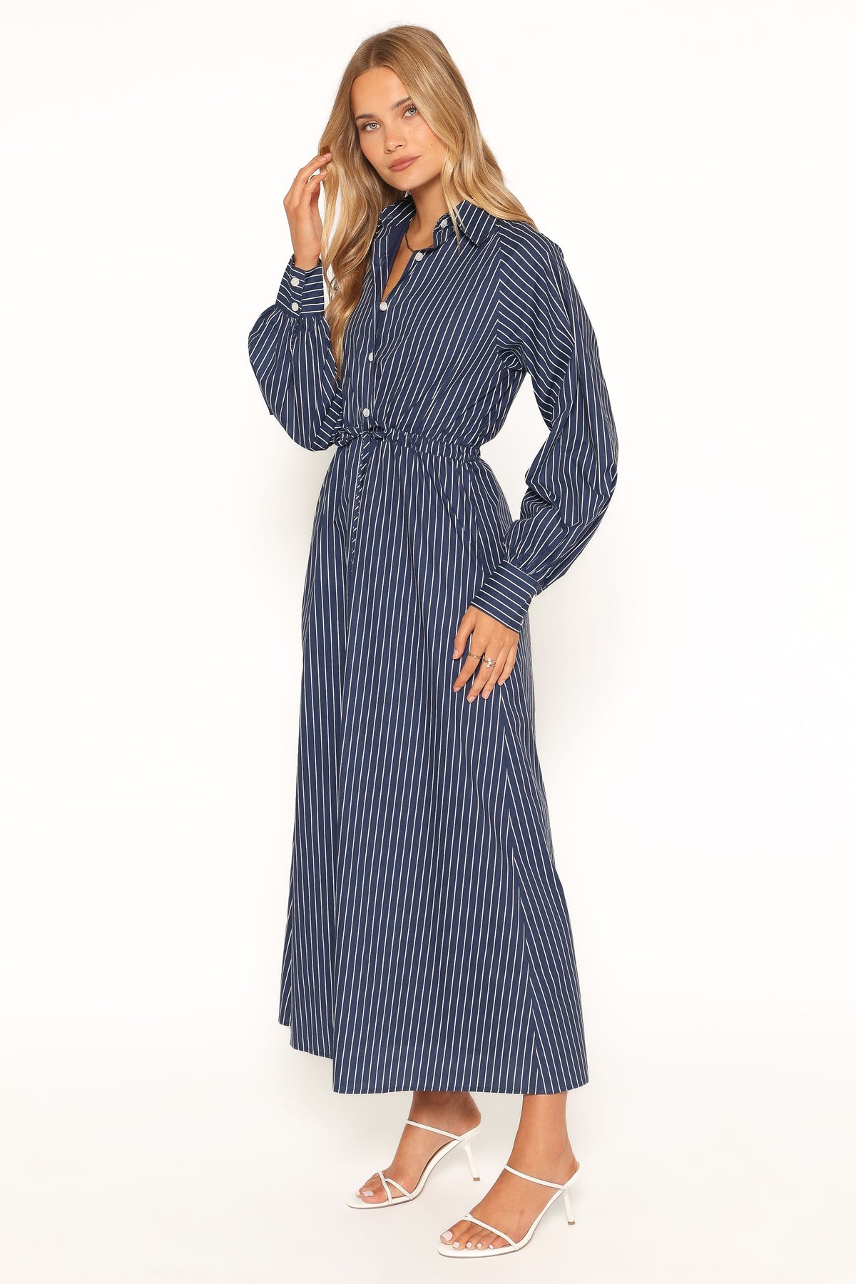 Hansel Long Sleeve Maxi Dress in Navy Stripe – view 3 of 7