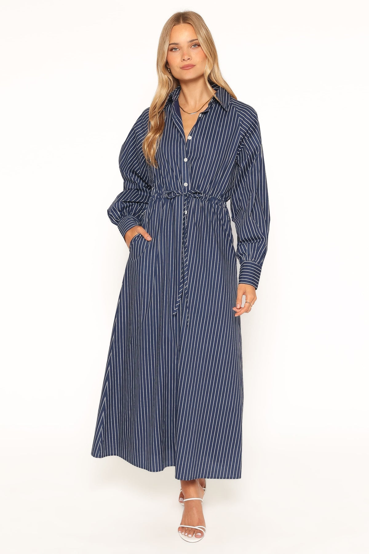 Hansel Long Sleeve Maxi Dress in Navy Stripe – view 5 of 7