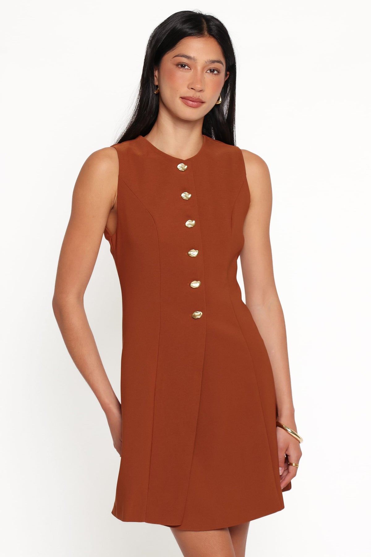 Hanson Mini Dress in Chocolate Brown – view 1 of 7