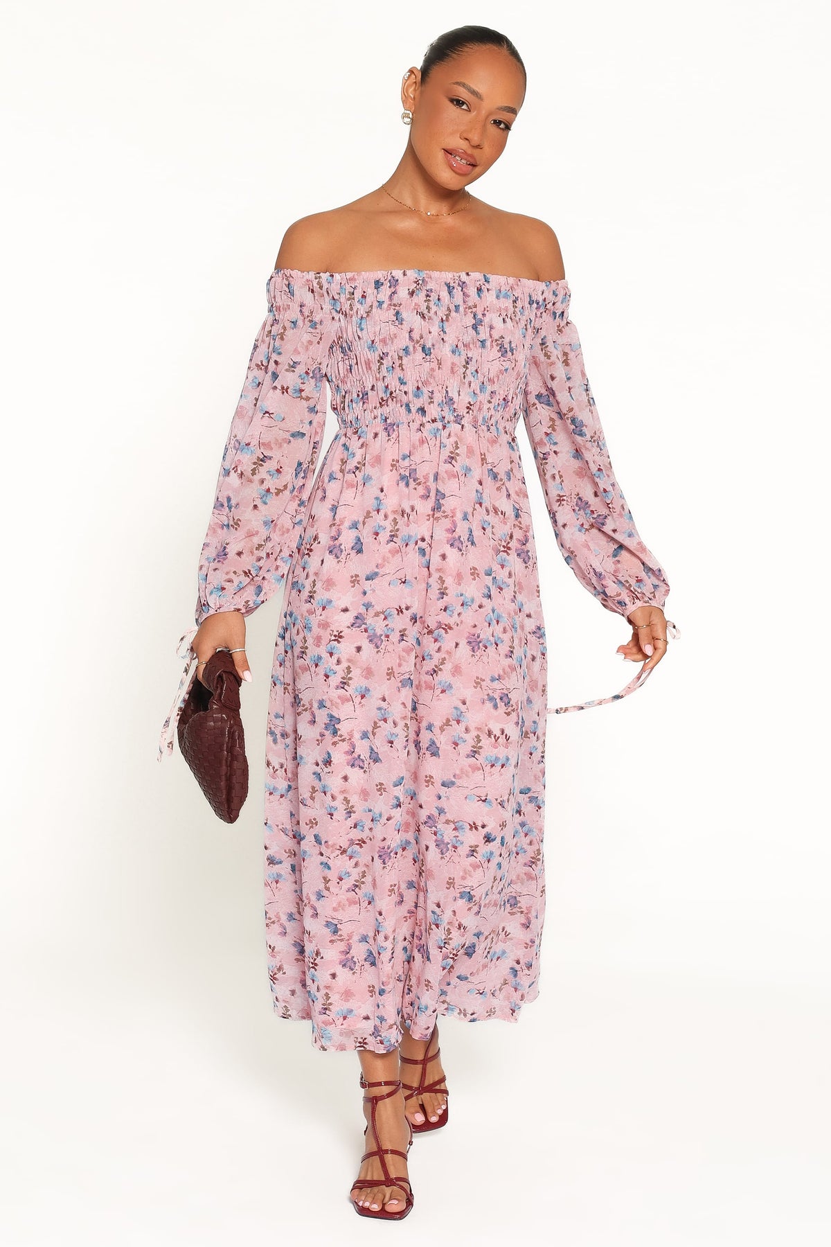 Harlon Off Shoulder Maxi Dress in Pink Floral – view 5 of 6