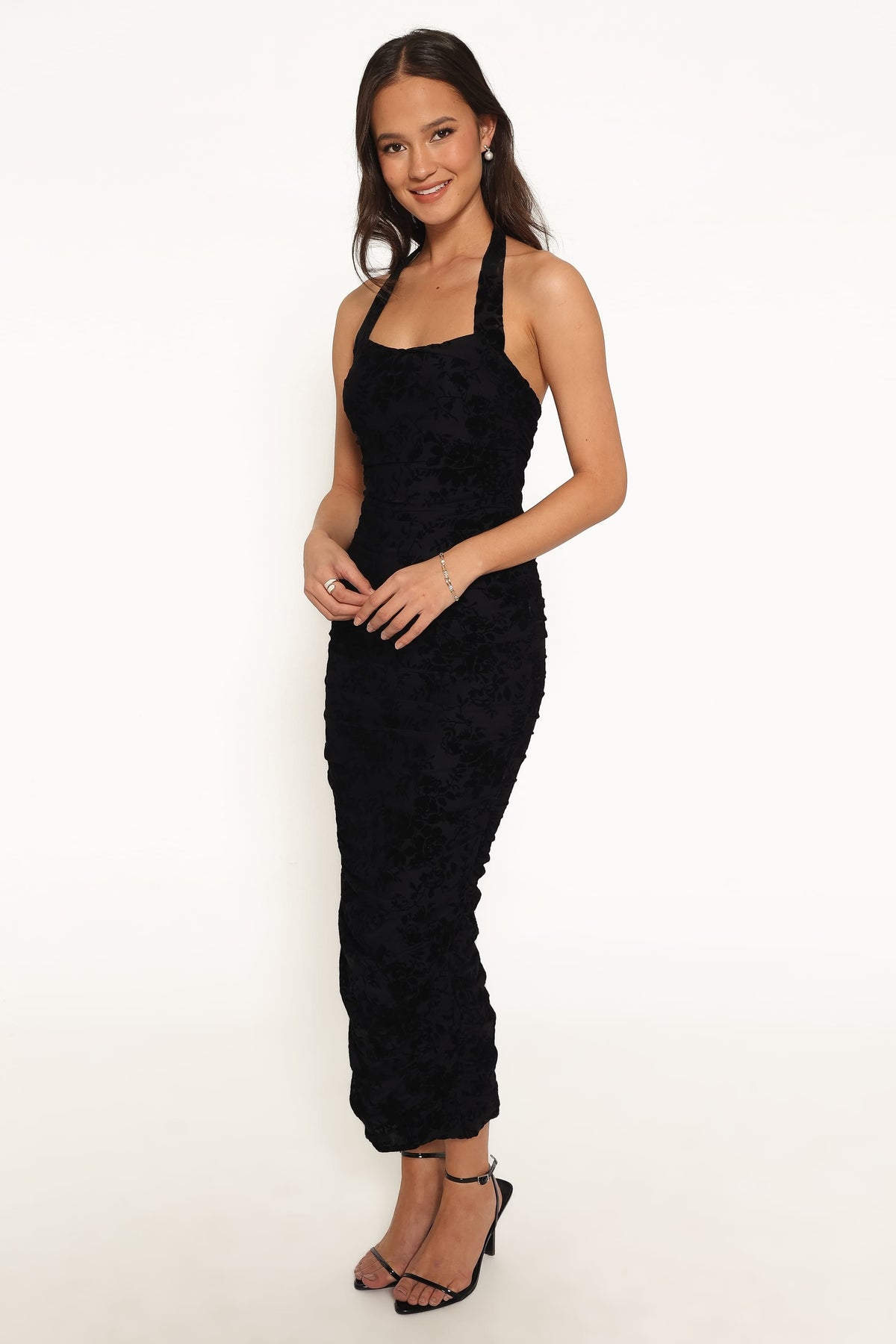 Izzie Midi Dress in Black Velvet Floral – view 4 of 7