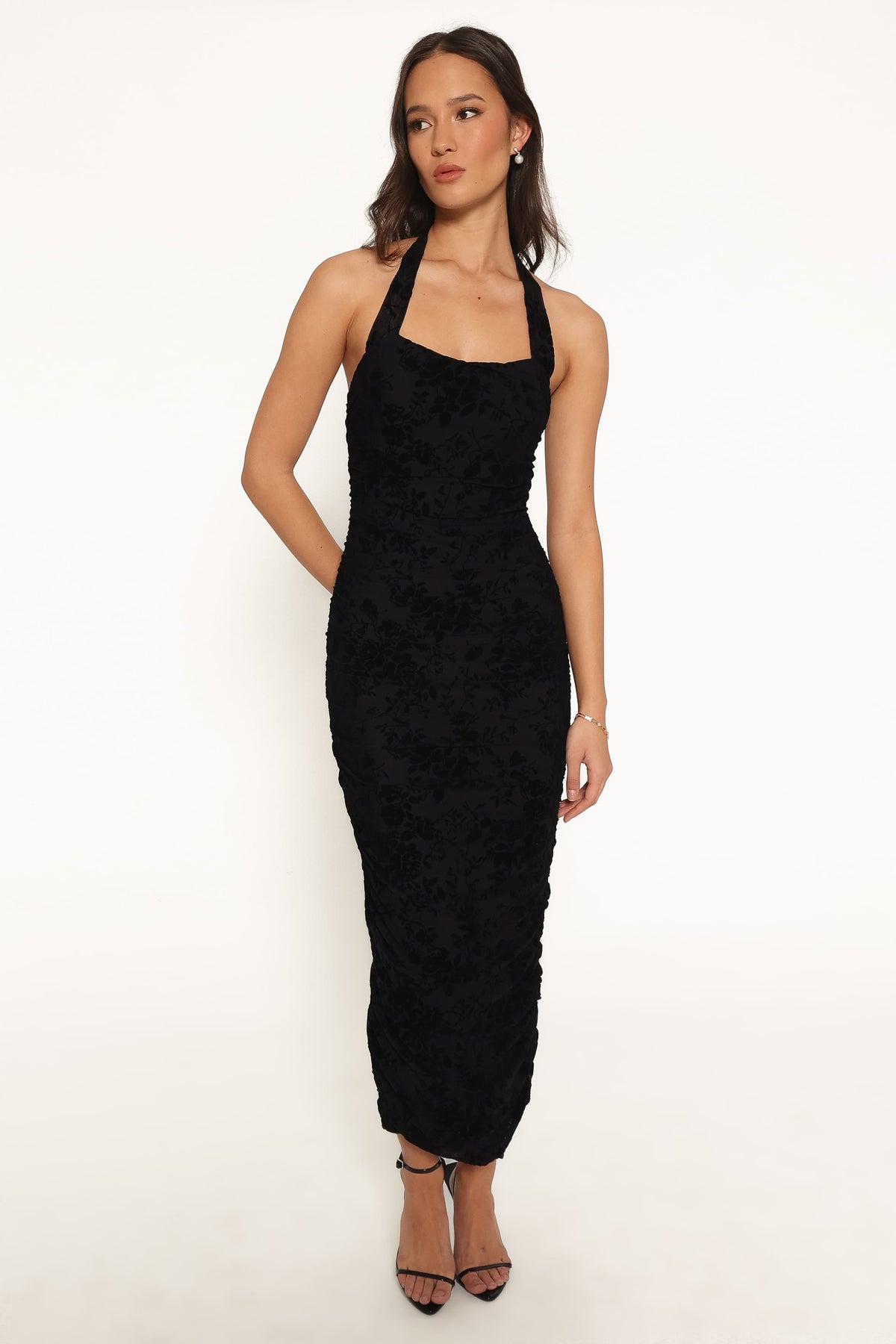 Izzie Midi Dress in Black Velvet Floral – view 2 of 7