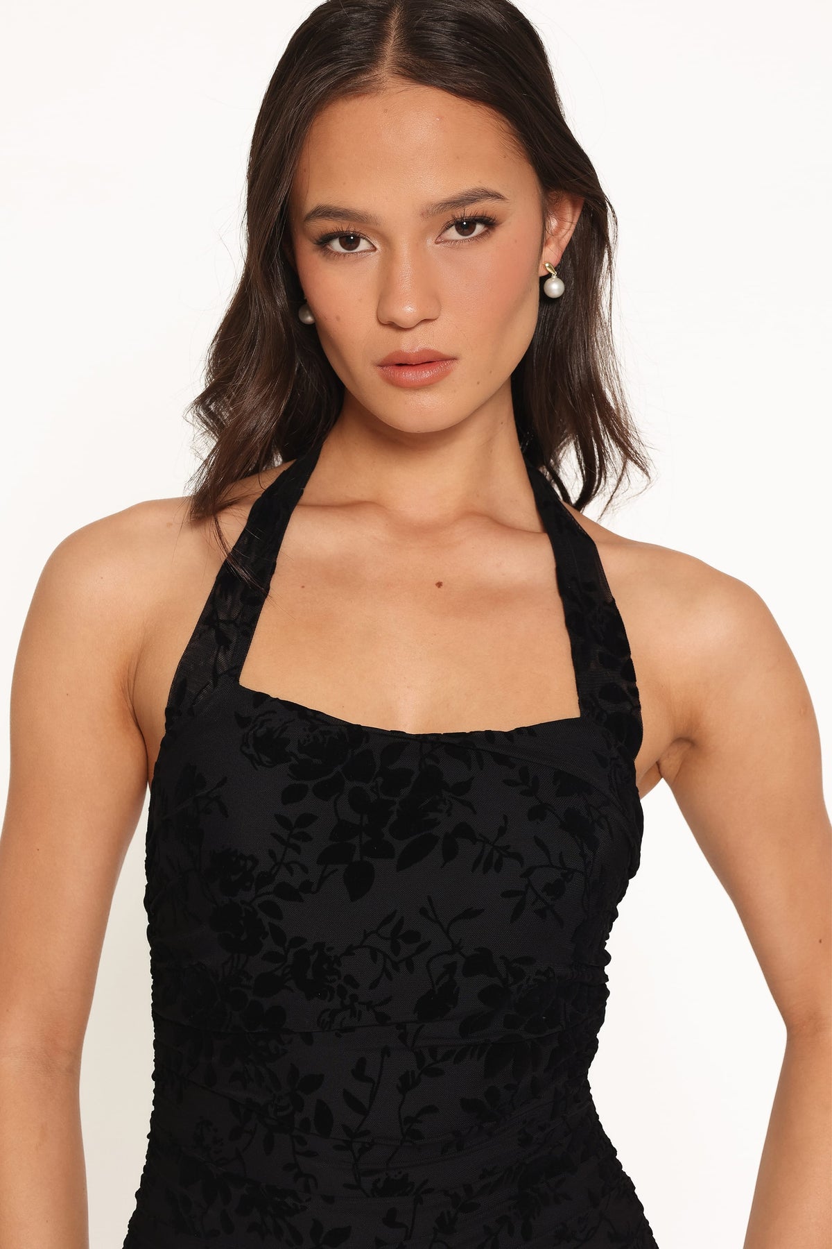 Izzie Midi Dress in Black Velvet Floral – view 6 of 7