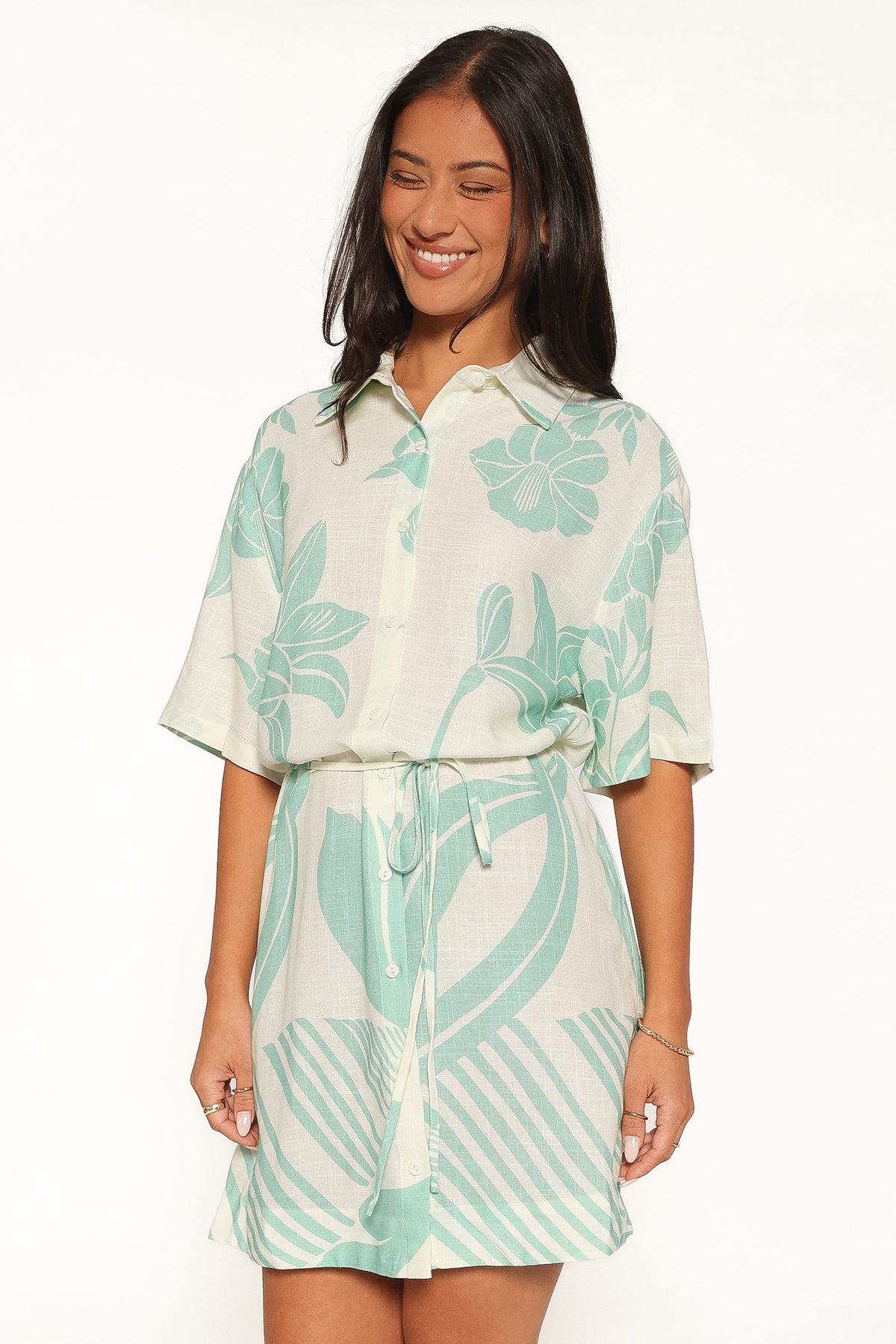 Karmon Mini Dress in Green Floral – view 3 of 6