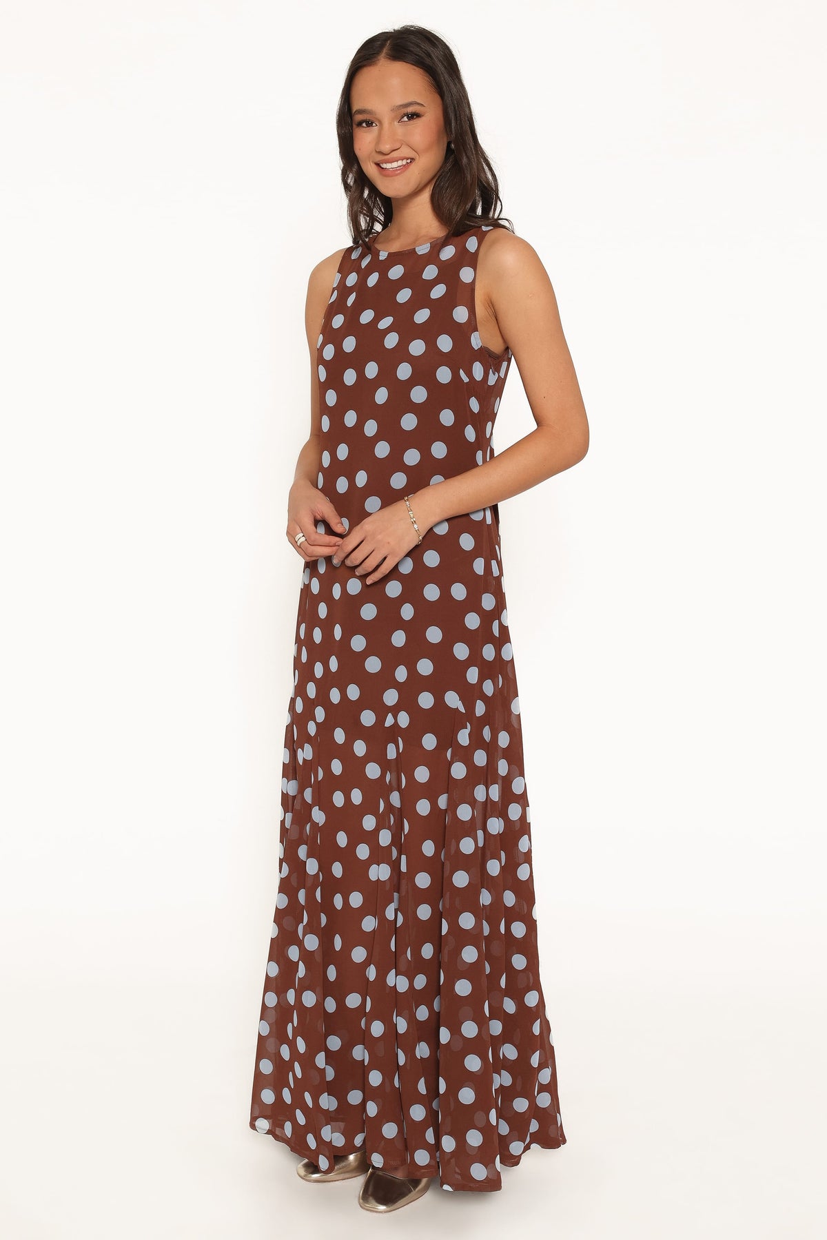 Keani Maxi Dress in Brown Polka Dot – view 4 of 7