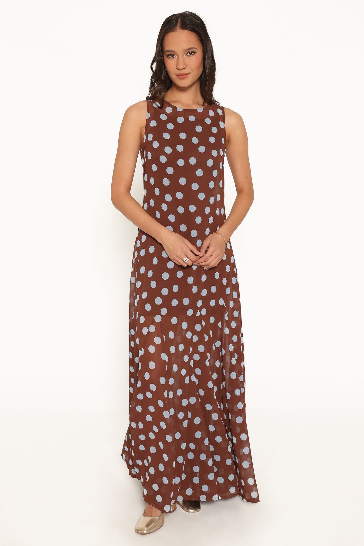 Keani Maxi Dress in Brown Polka Dot – view 2 of 7
