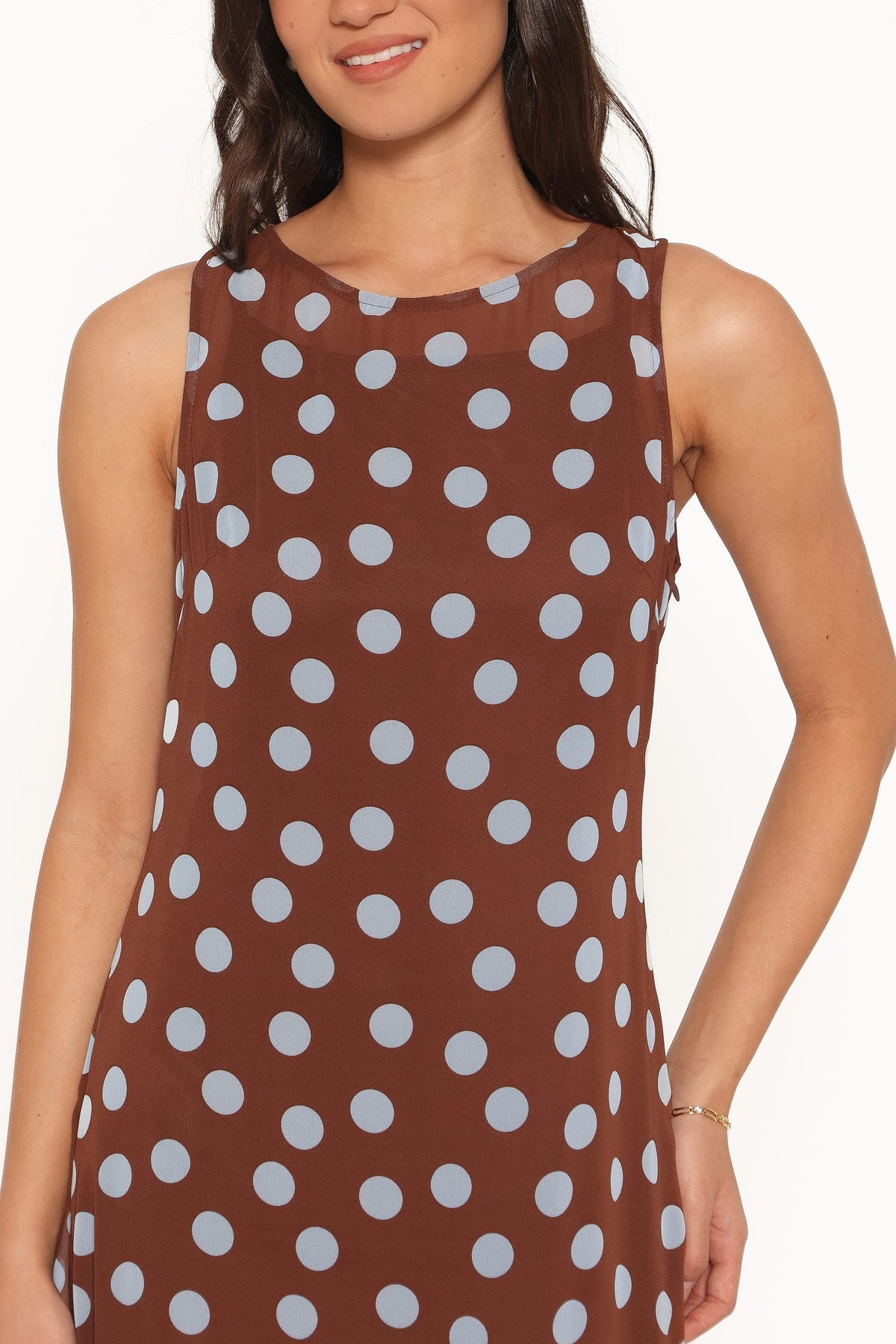 Keani Maxi Dress in Brown Polka Dot – view 3 of 7