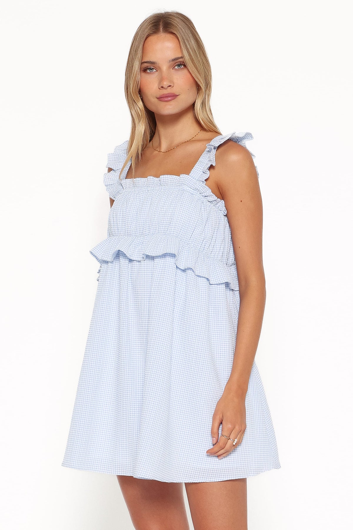 Keonia Mini Dress in Baby Blue Gingham – view 4 of 8