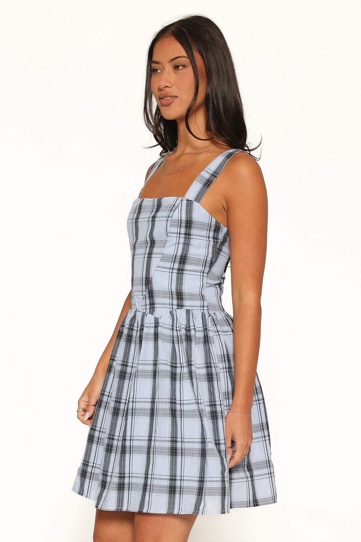 Kepler Mini Dress in Icy Blue Plaid – view 3 of 7