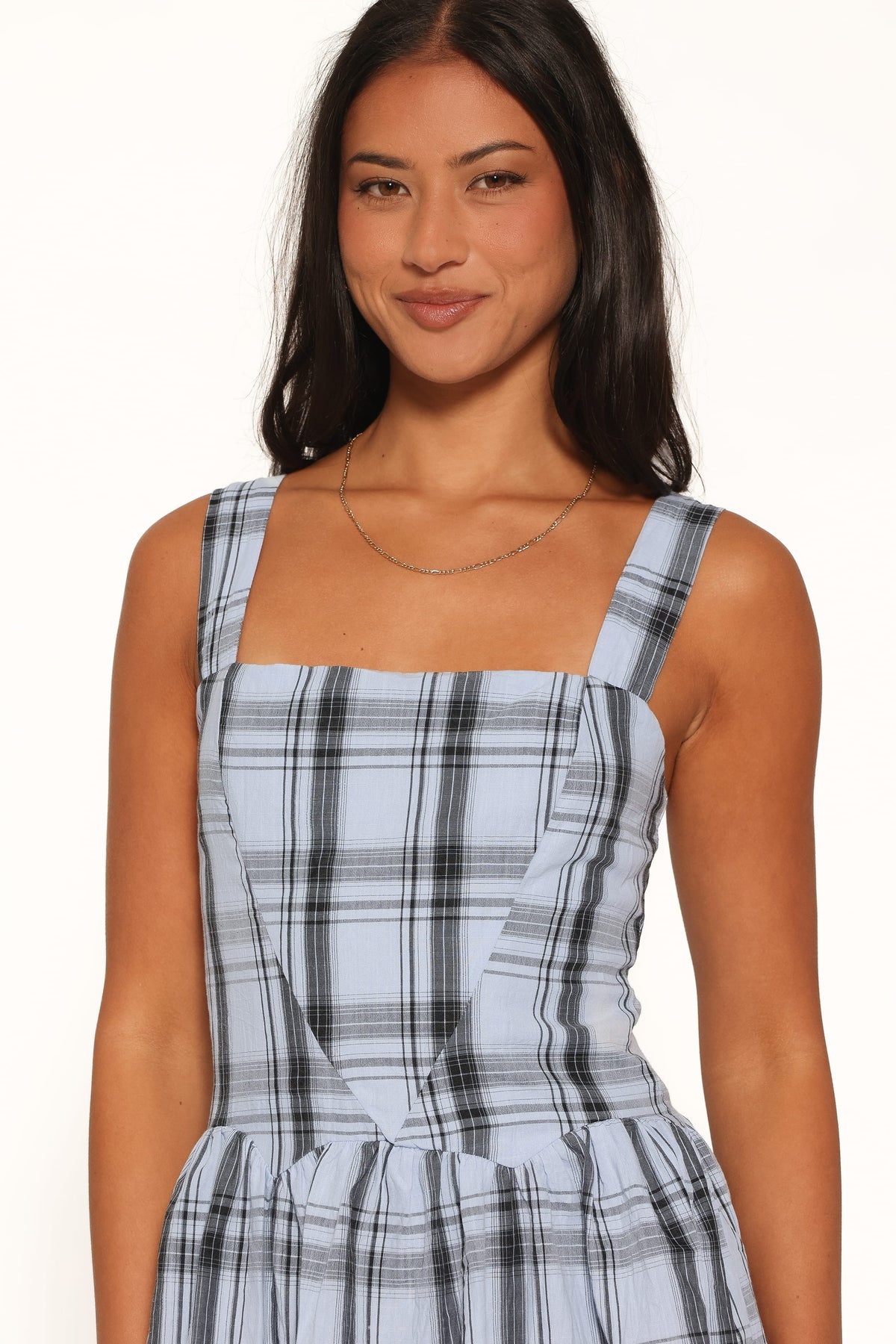 Kepler Mini Dress in Icy Blue Plaid – view 2 of 7