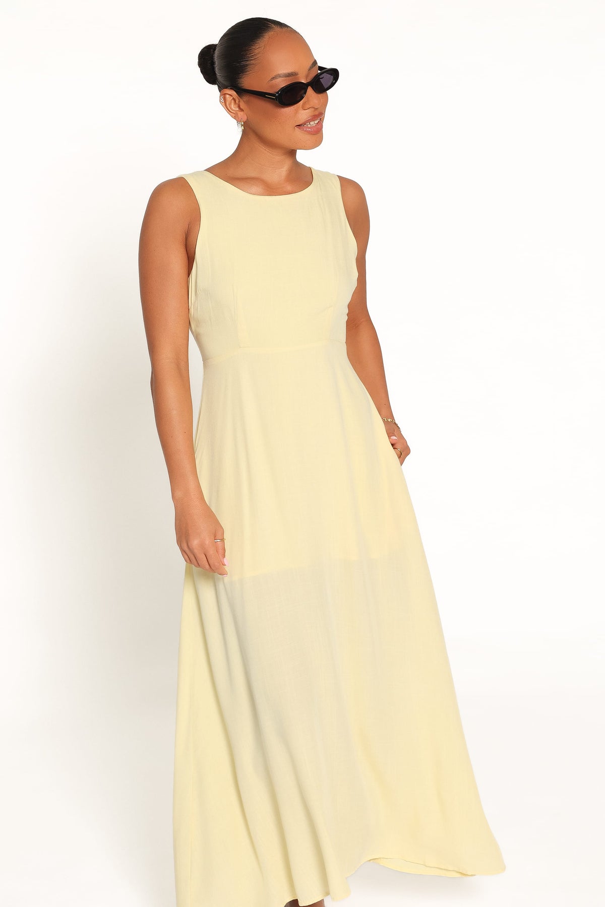 Kerrin Midi Dress in Butter Yellow – view 1 of 7