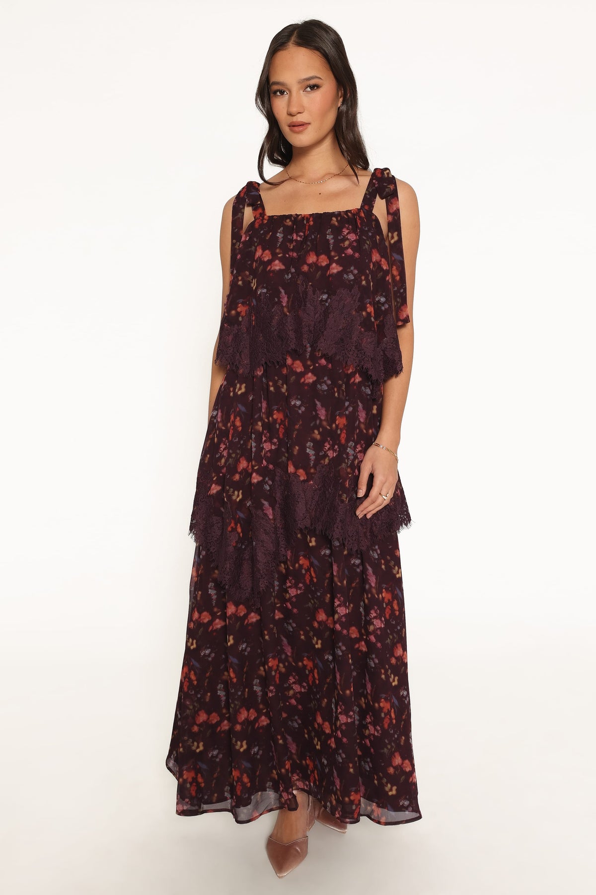 Lunella Maxi Dress in Plum Blurred Floral – view 2 of 7