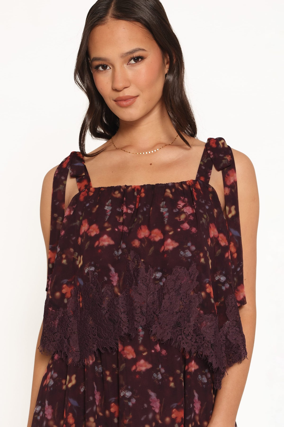 Lunella Maxi Dress in Plum Blurred Floral – view 3 of 7