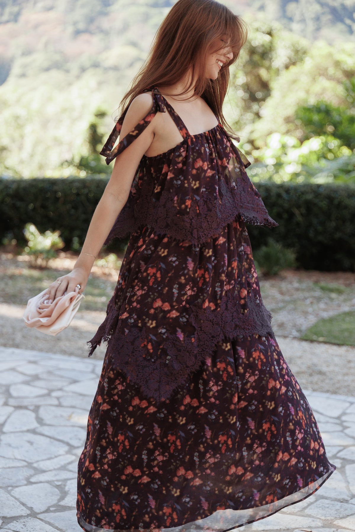 Lunella Maxi Dress in Plum Blurred Floral – view 1 of 7
