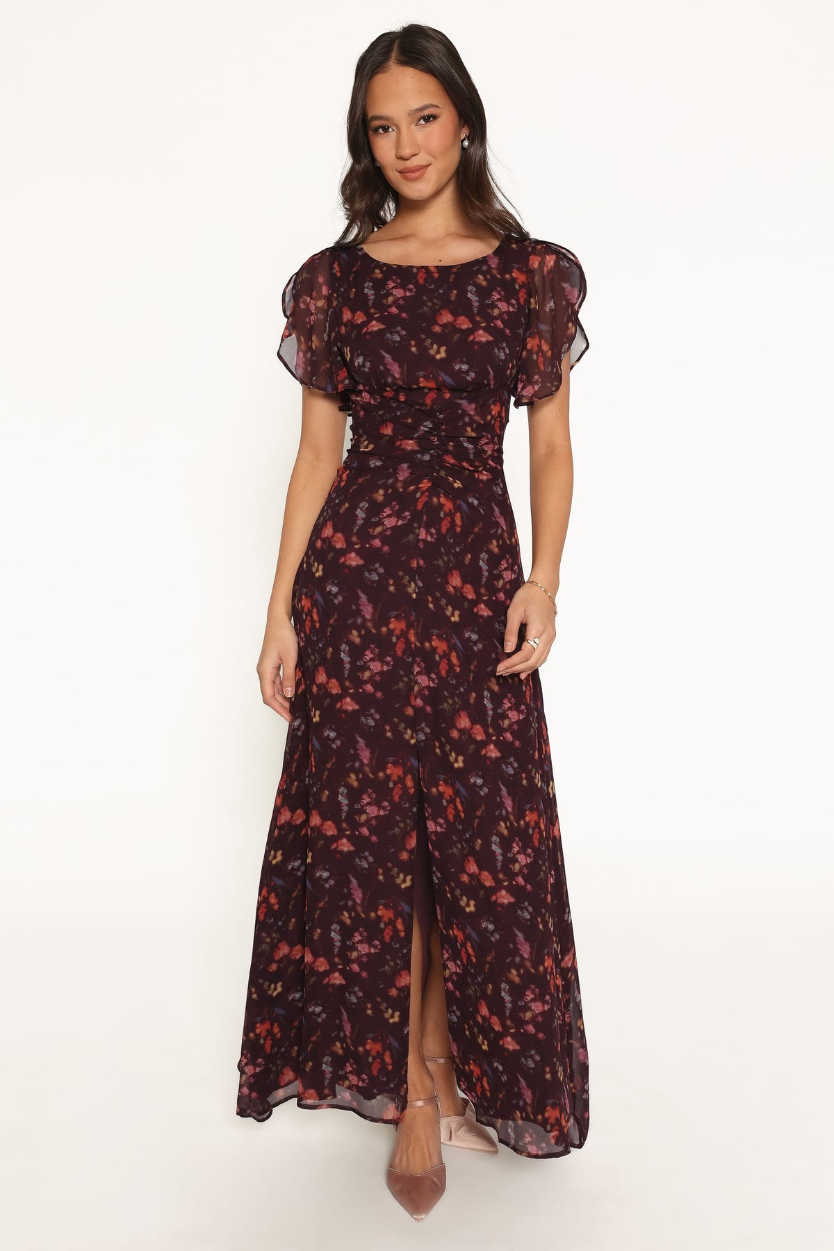 Magdalena Maxi Dress in Plum Blurred Floral – view 2 of 8