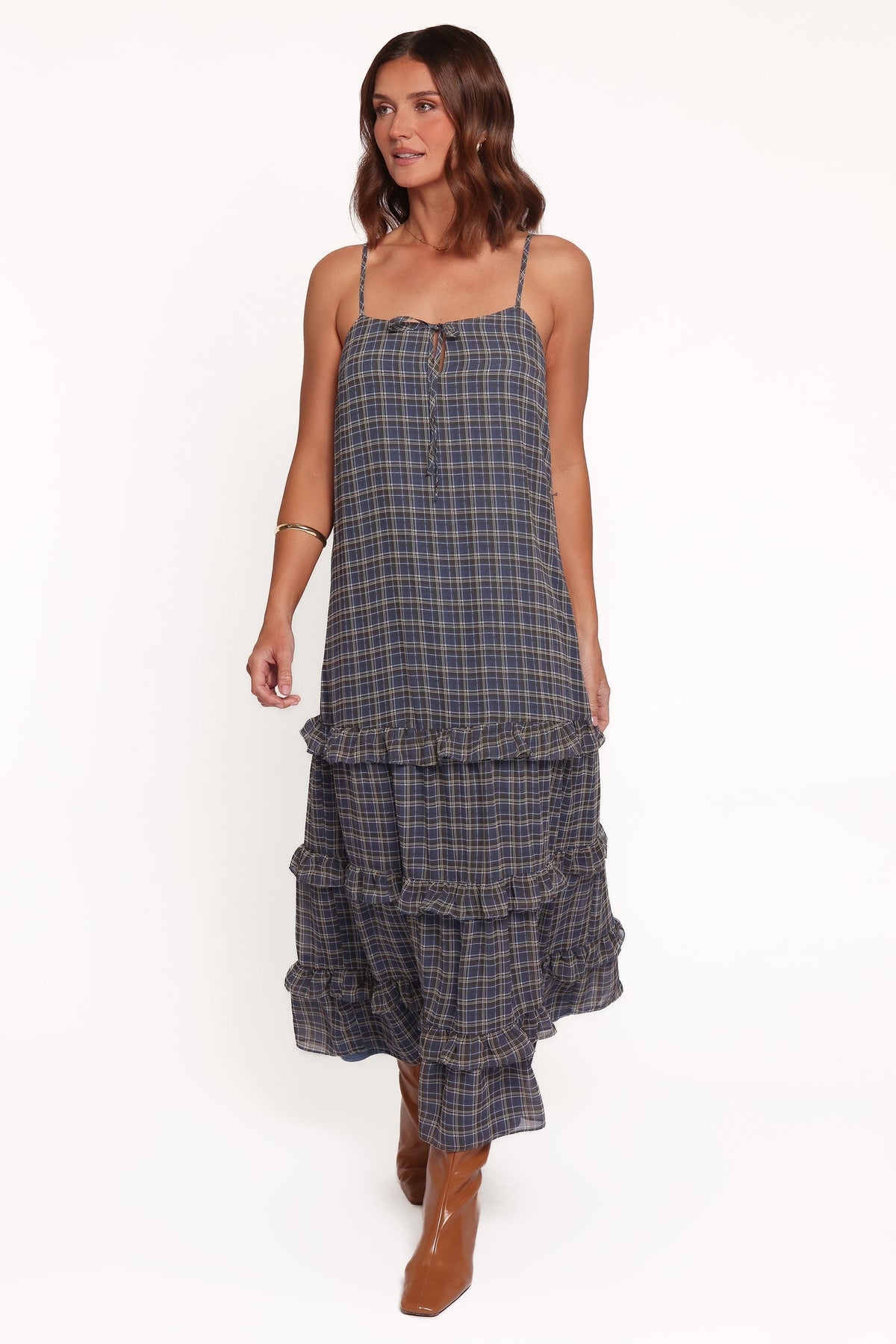 Minka Maxi Dress in Blue Plaid – view 1 of 6
