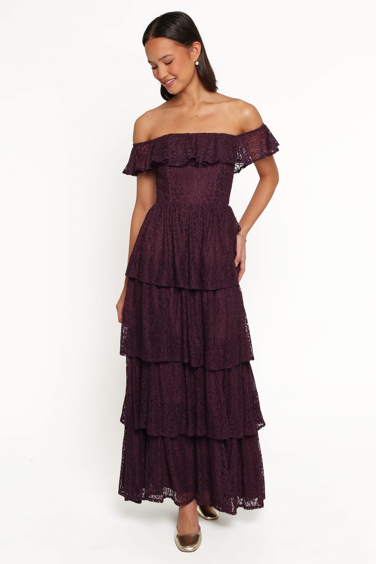 Miravelle Maxi Dress in Plum Lace – view 2 of 7