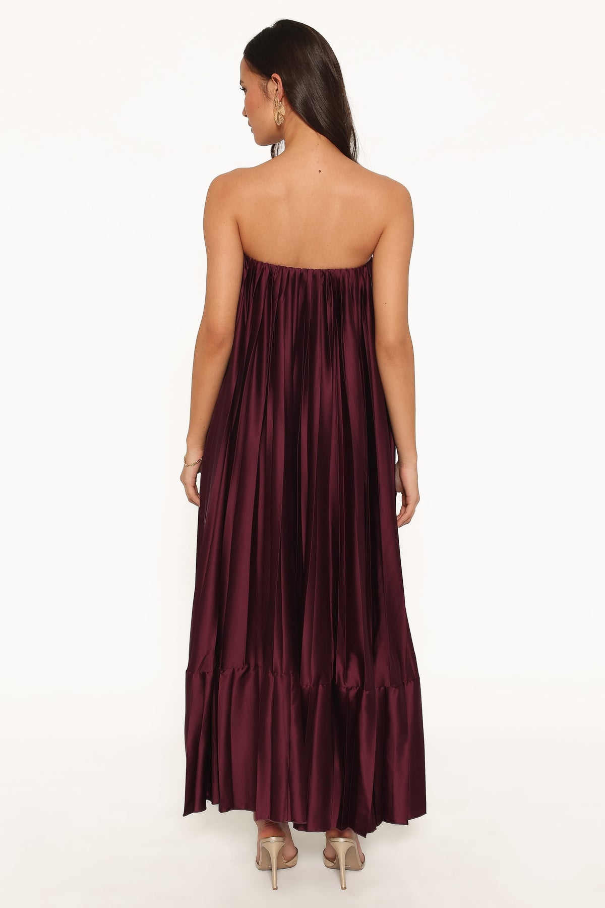 Nalania Strapless Maxi Dress in Sangria Red – view 5 of 7