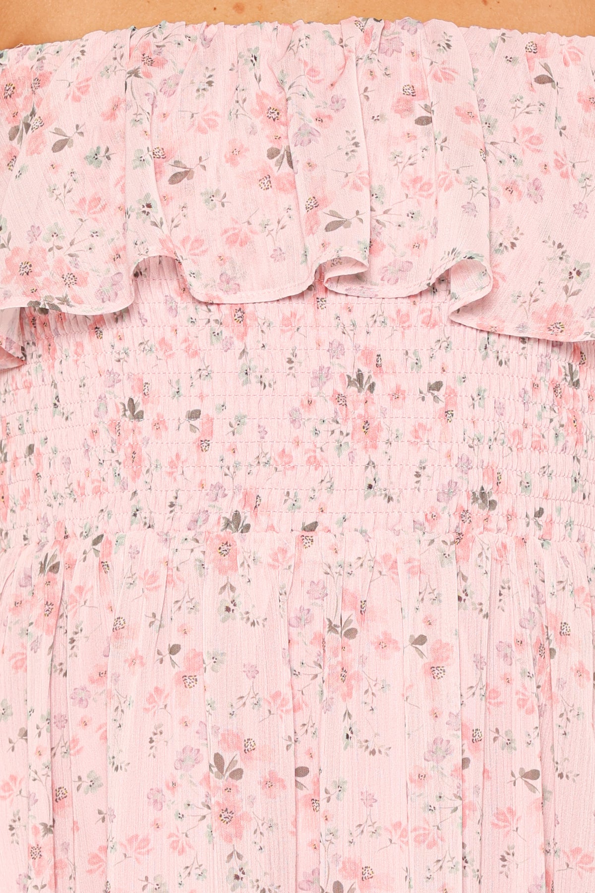 Priscilla Strapless Midi Dress in Pink Floral – view 5 of 5
