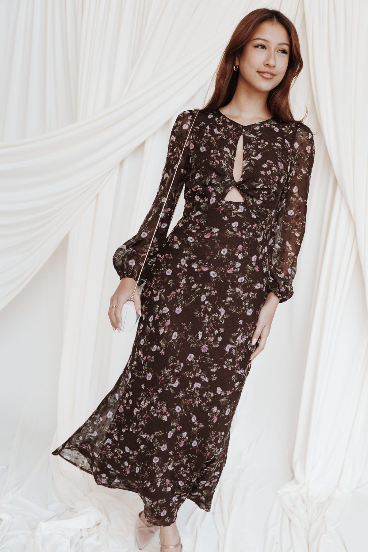 Rosalyn Maxi Dress in Brown Lilac Floral – view 1 of 6