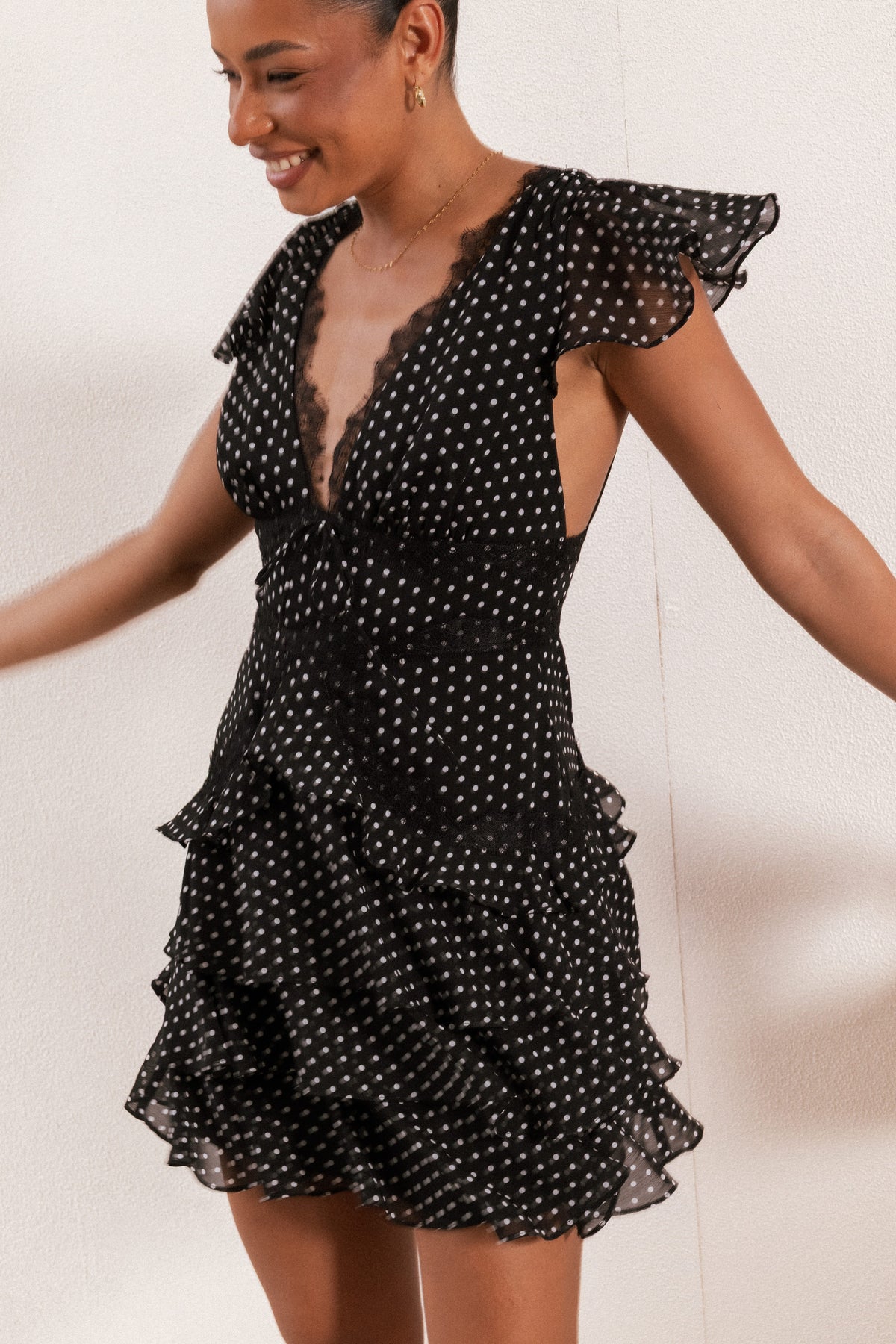 Saint Mini Dress in Black Polka Dot – view 1 of 8