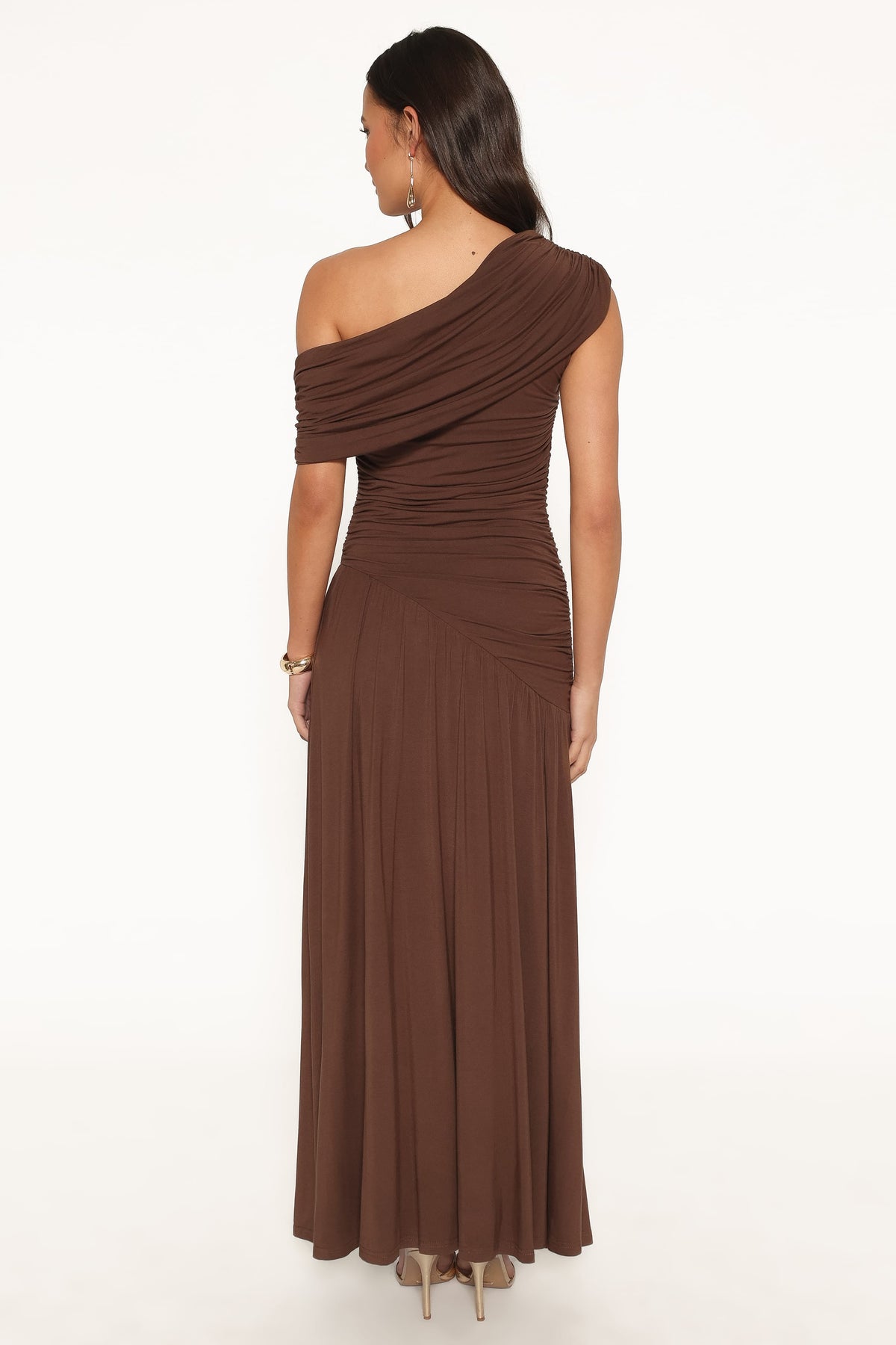Sharmay Off Shoulder Maxi Dress in Brown – view 4 of 6