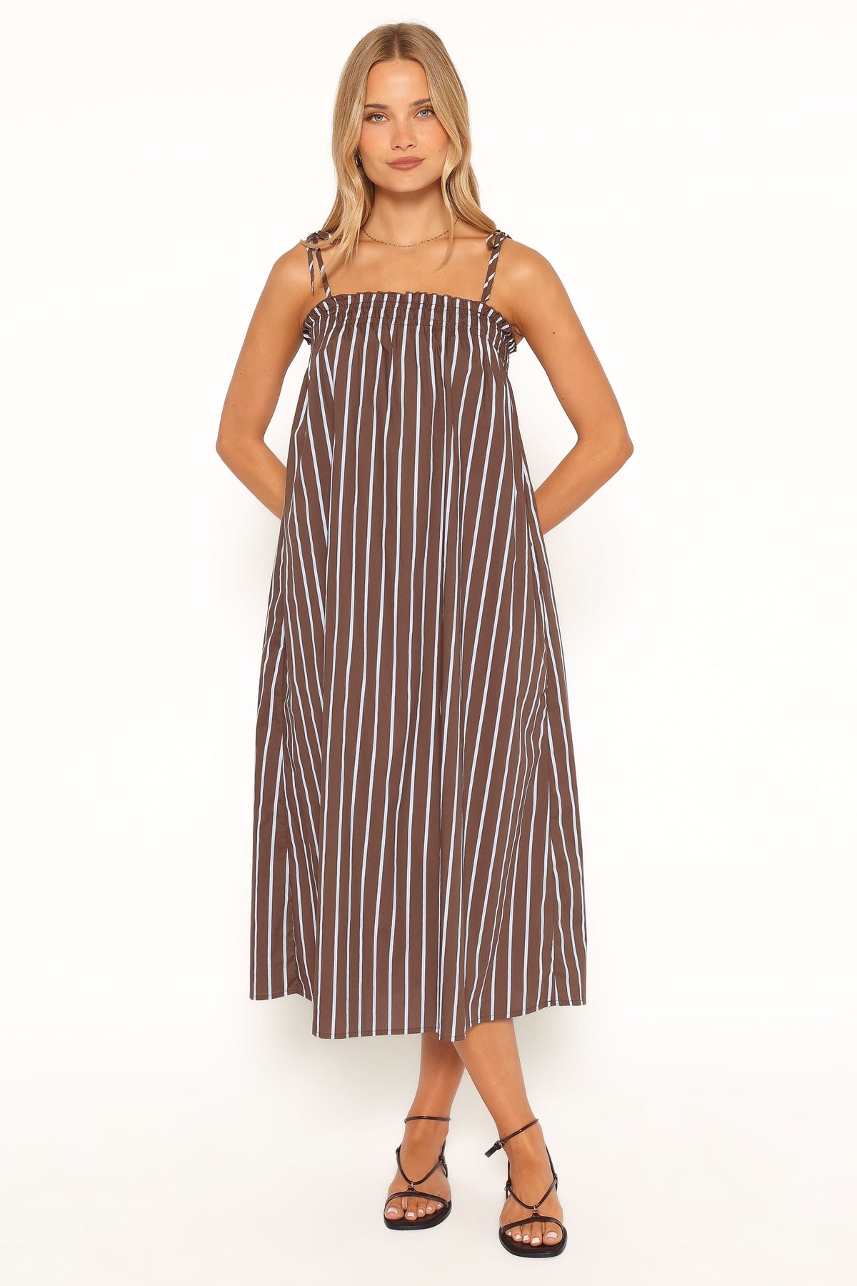 Talita Maxi Dress in Brown/Blue Stripe – view 2 of 6