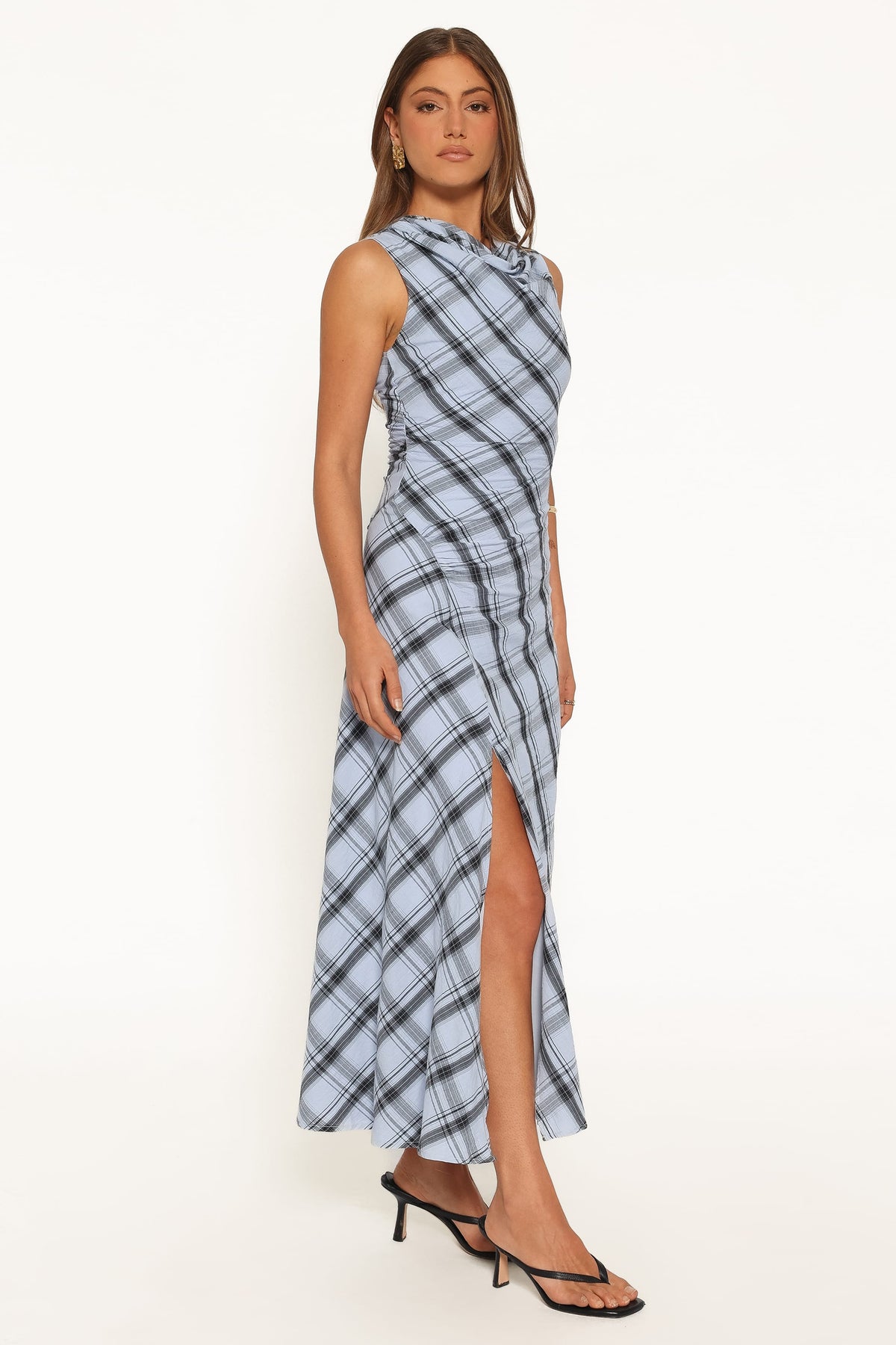West Midi Dress in Icy Blue Plaid – view 3 of 5