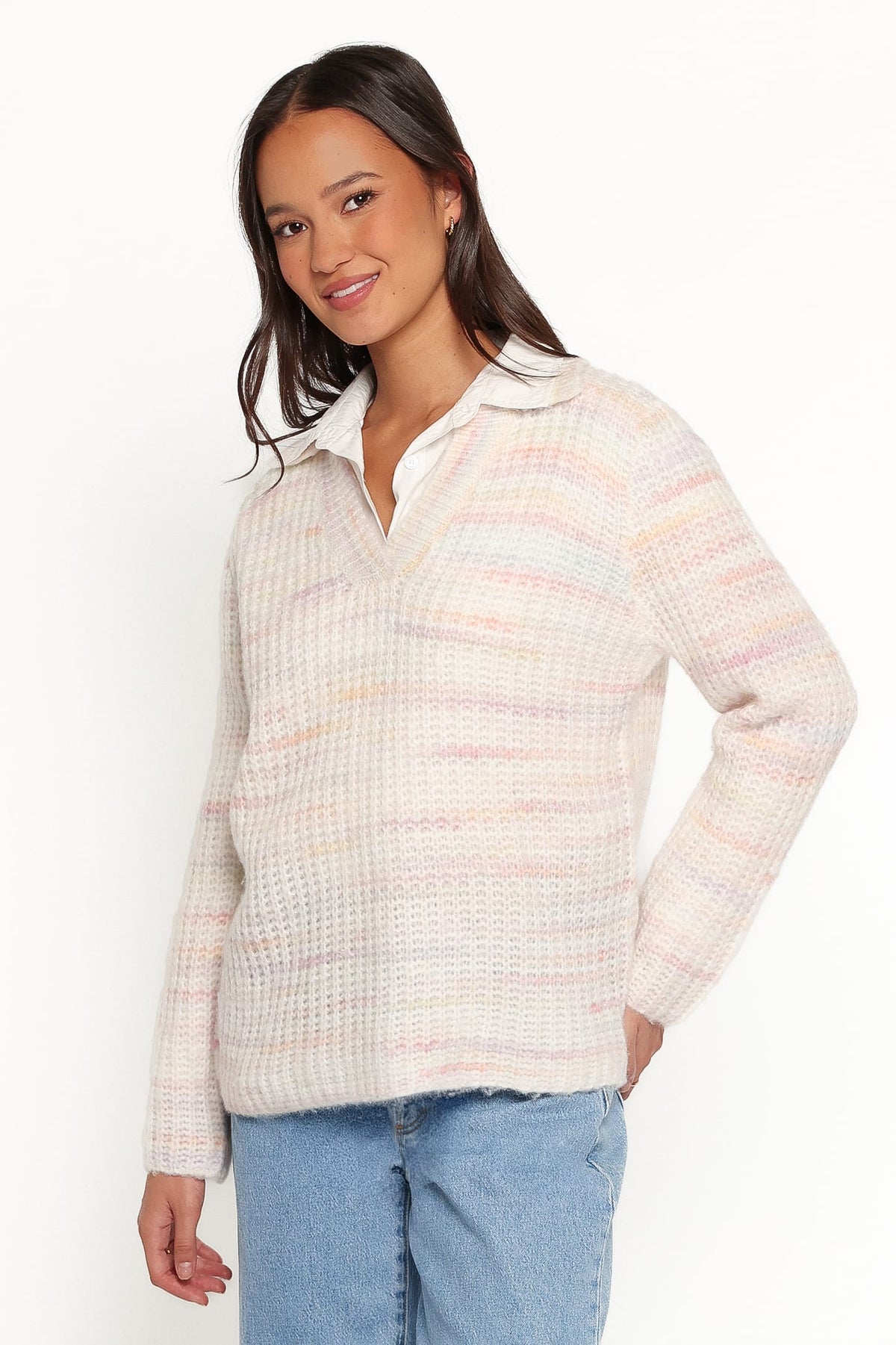 Alyx Spacedye Polo Sweater in Pink Multi – view 3 of 7