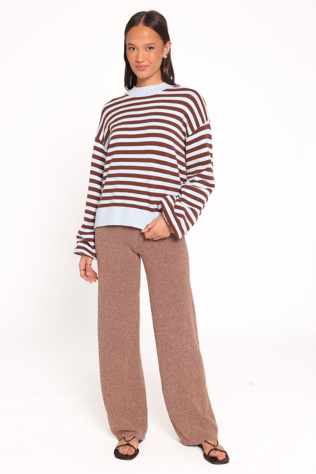 Dominica Knit Sweater in Blue Chocolate Stripe – view 3 of 4