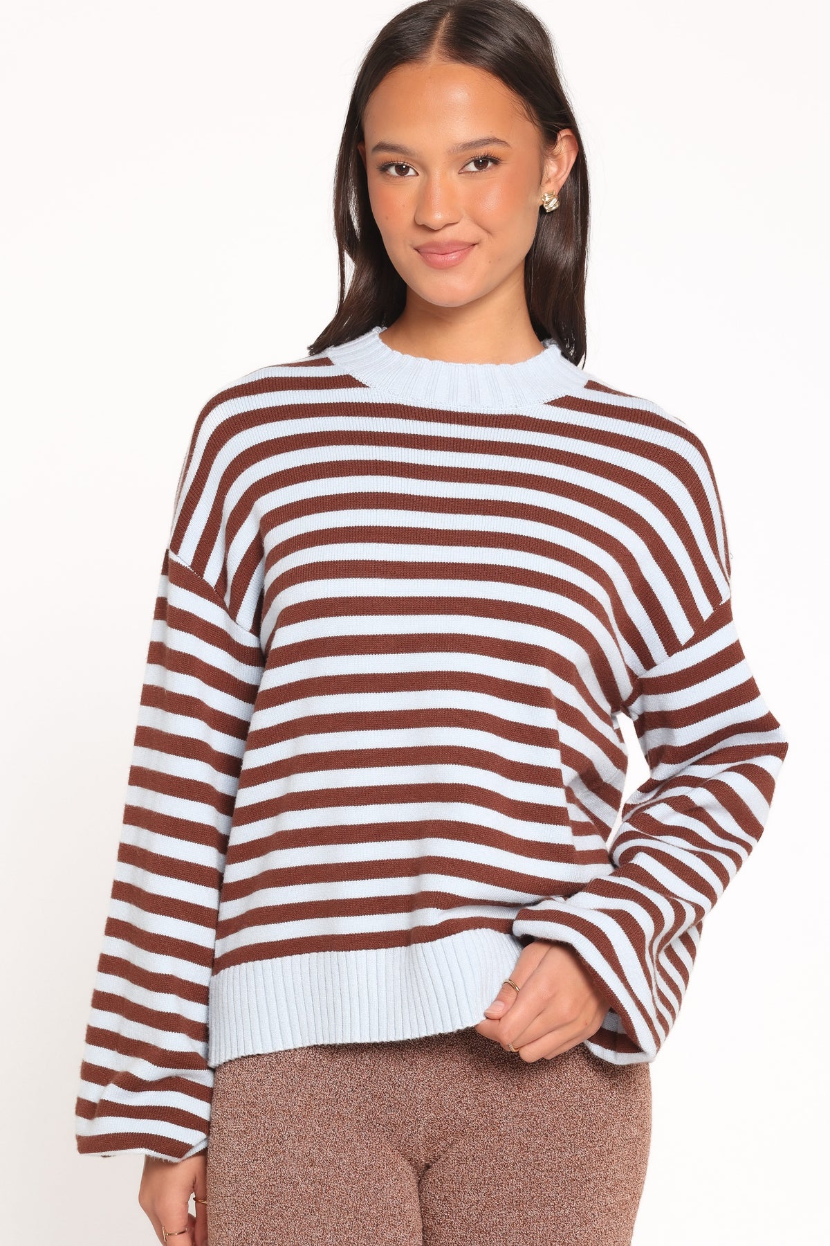 Dominica Knit Sweater in Blue Chocolate Stripe – view 2 of 4
