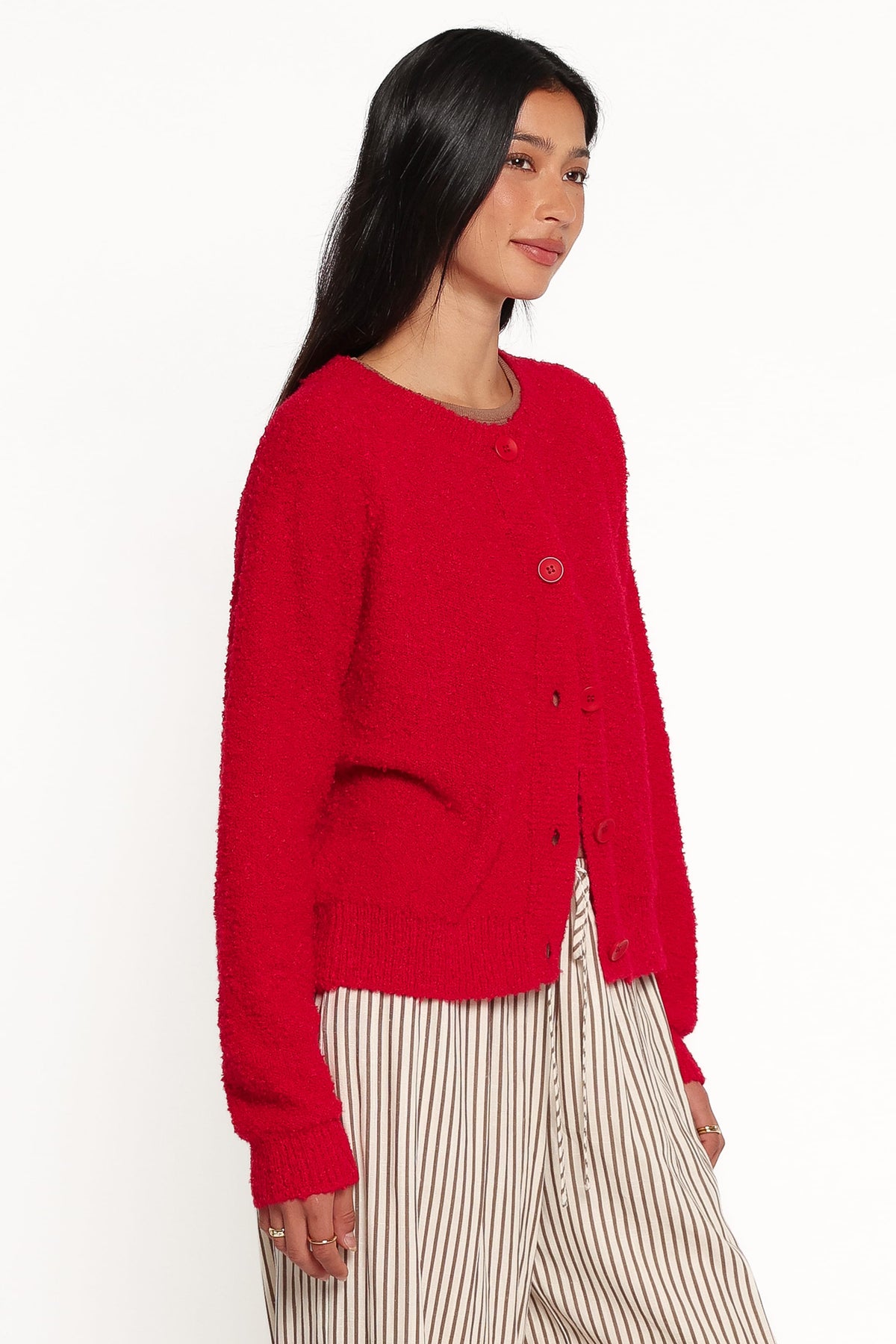 Finley Cropped Cardigan in Red – view 3 of 6