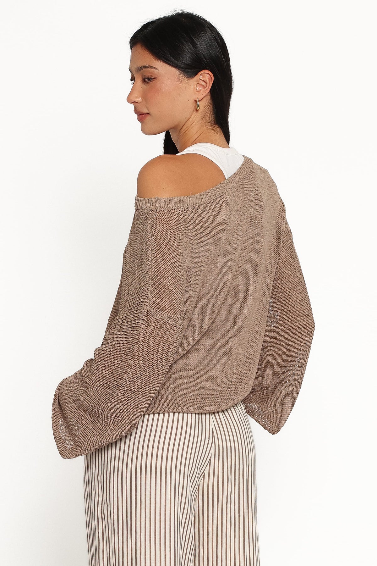 Florica Off Shoulder Sweater in Olive – view 4 of 6