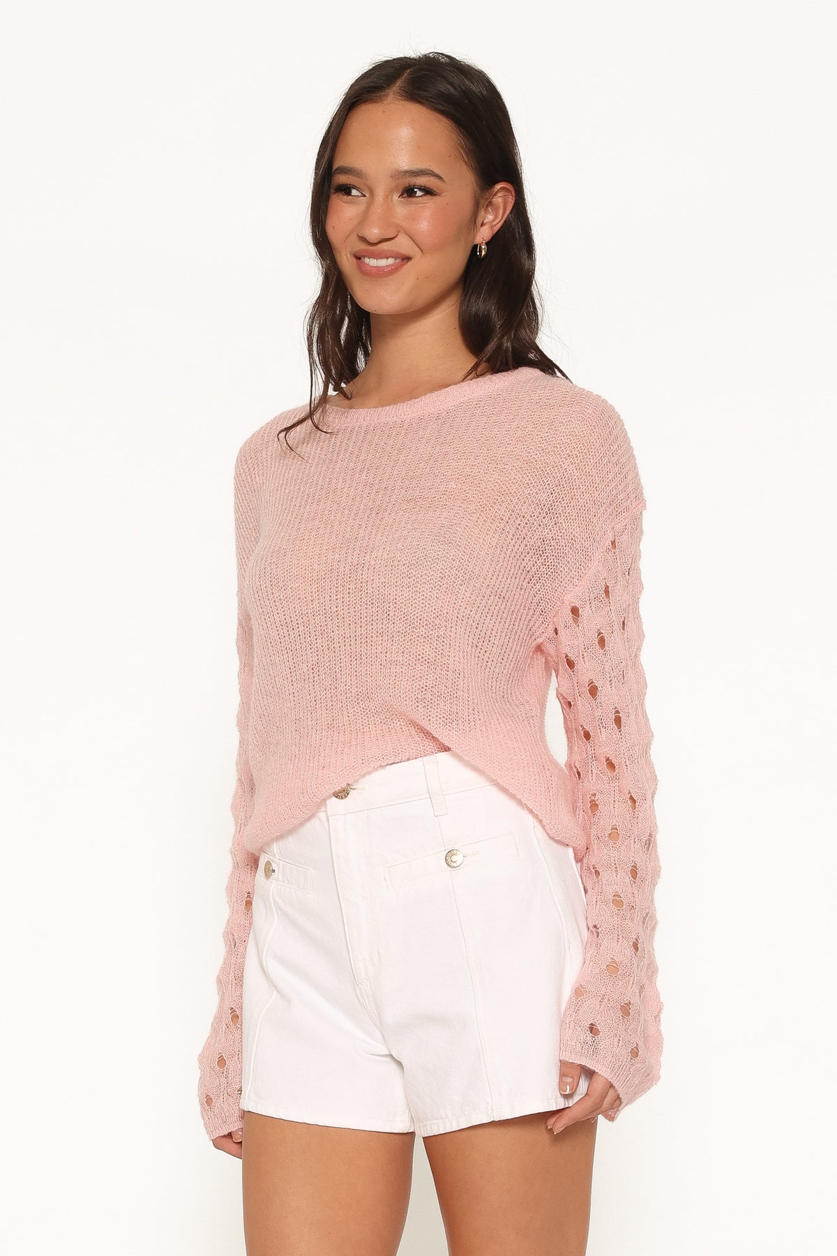 Janina Open Stitch Sweater in Pink – view 3 of 7
