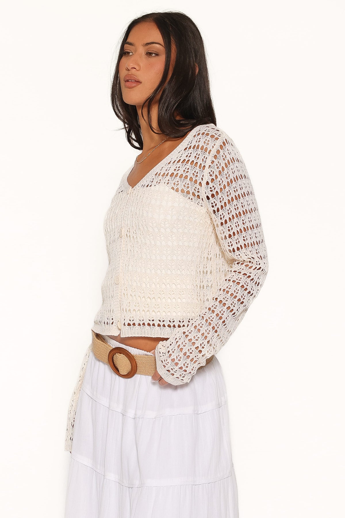 Lorelle Pointelle Cardigan in Butter Yellow – view 3 of 6