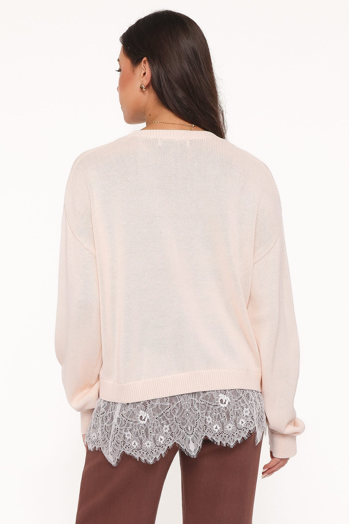 Mabel Lace Trim Sweater in Cream White – view 4 of 6