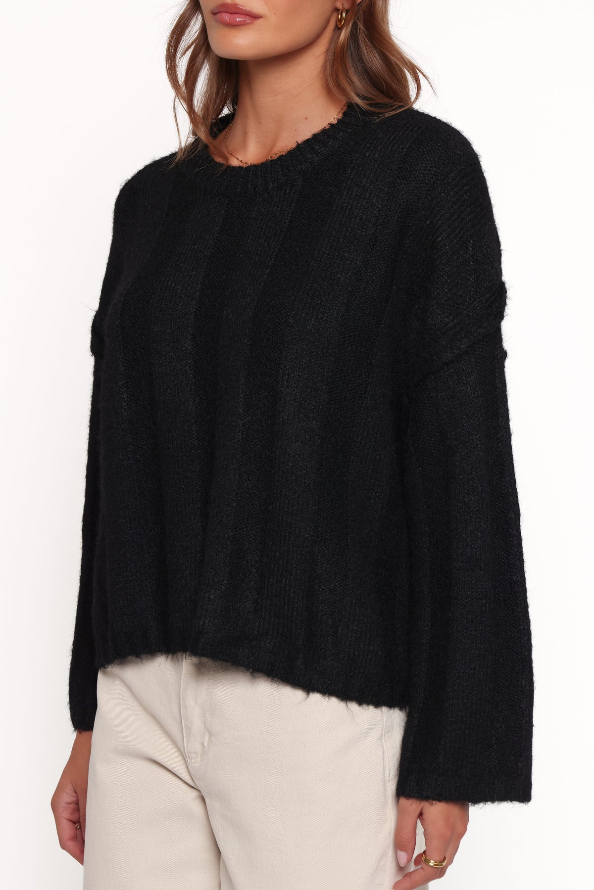 Mayven Boxy Wide Rib Sweater in Black – view 2 of 6