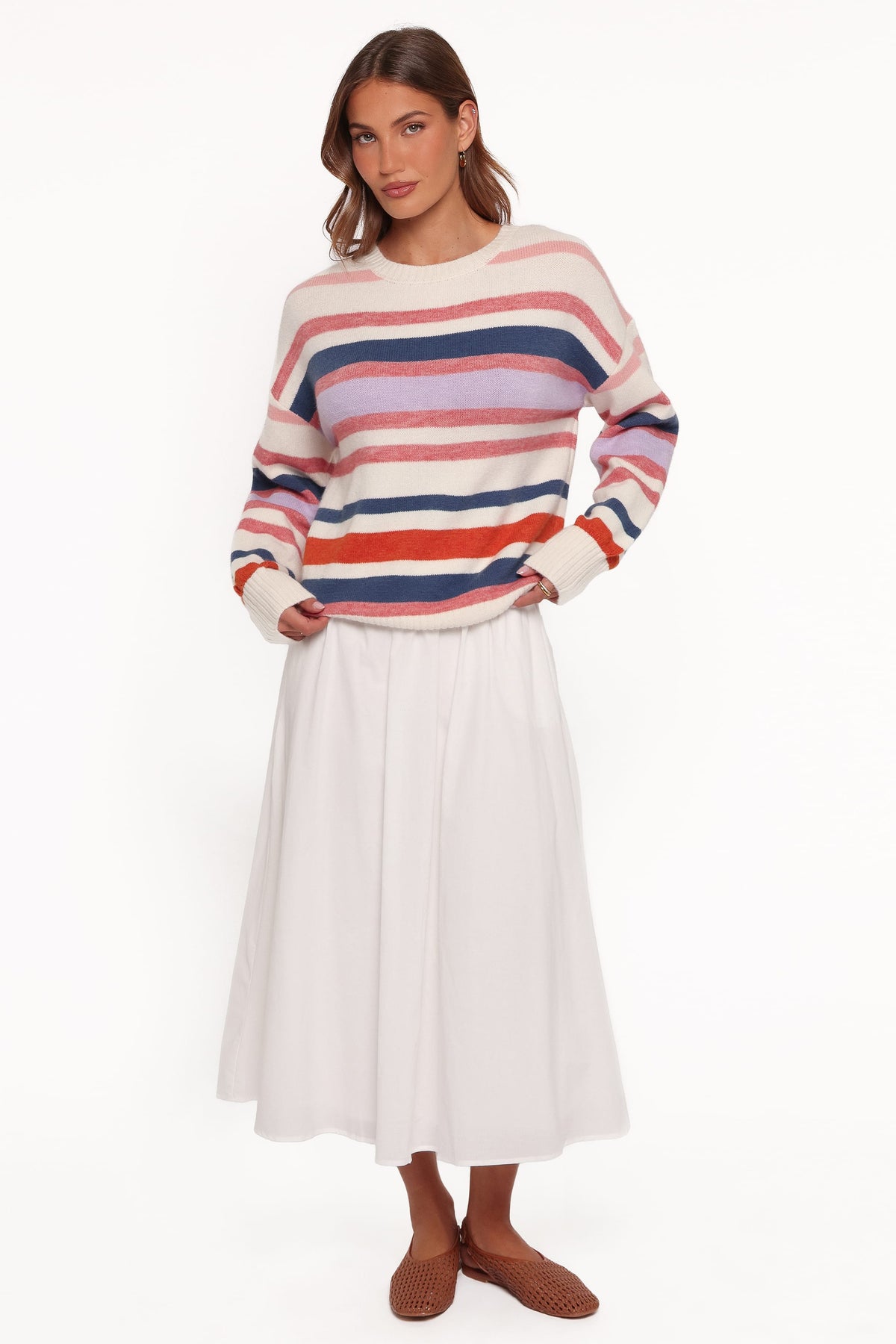 Saski Knit Sweater in Cream Multi Stripe – view 3 of 6