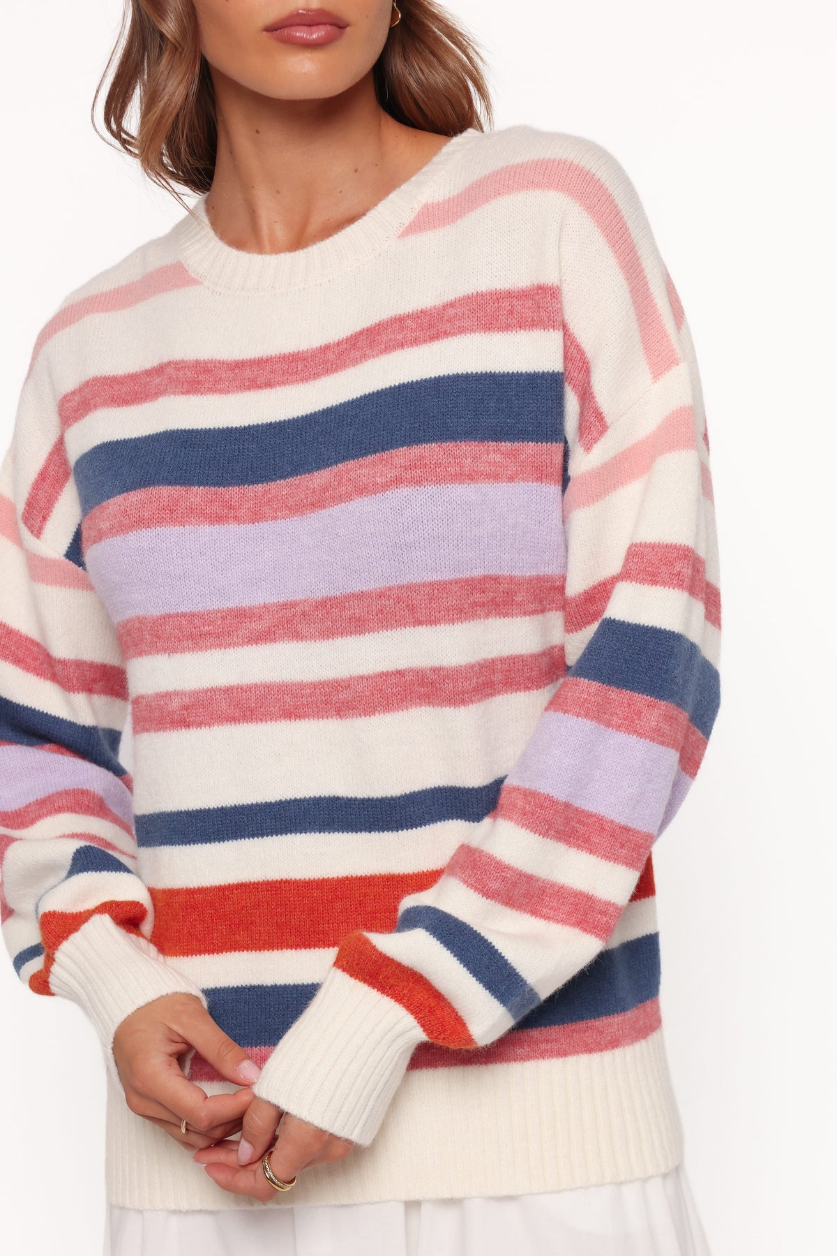 Saski Knit Sweater in Cream Multi Stripe – view 2 of 6