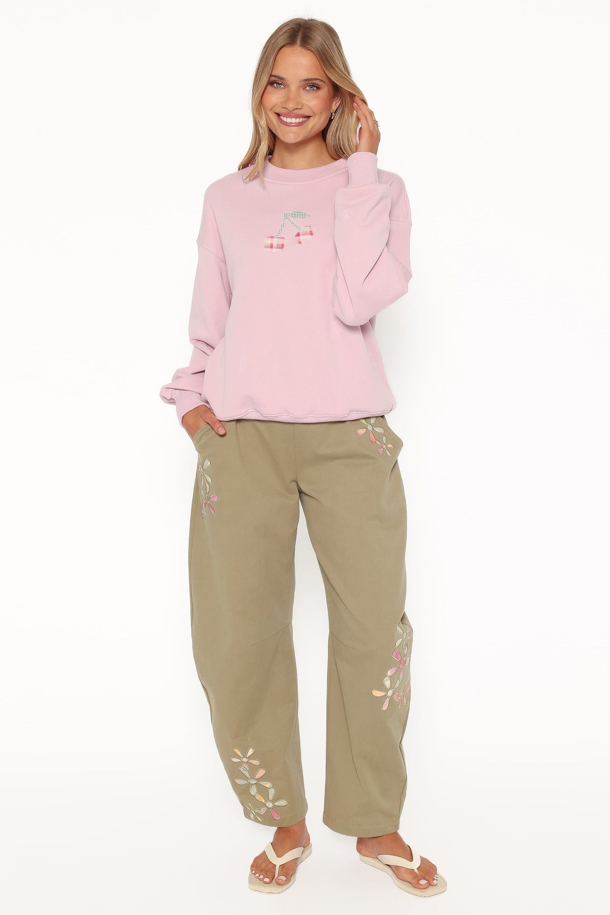 Cayley Patchwork Sweatshirt in Pink Cherry – view 6 of 7