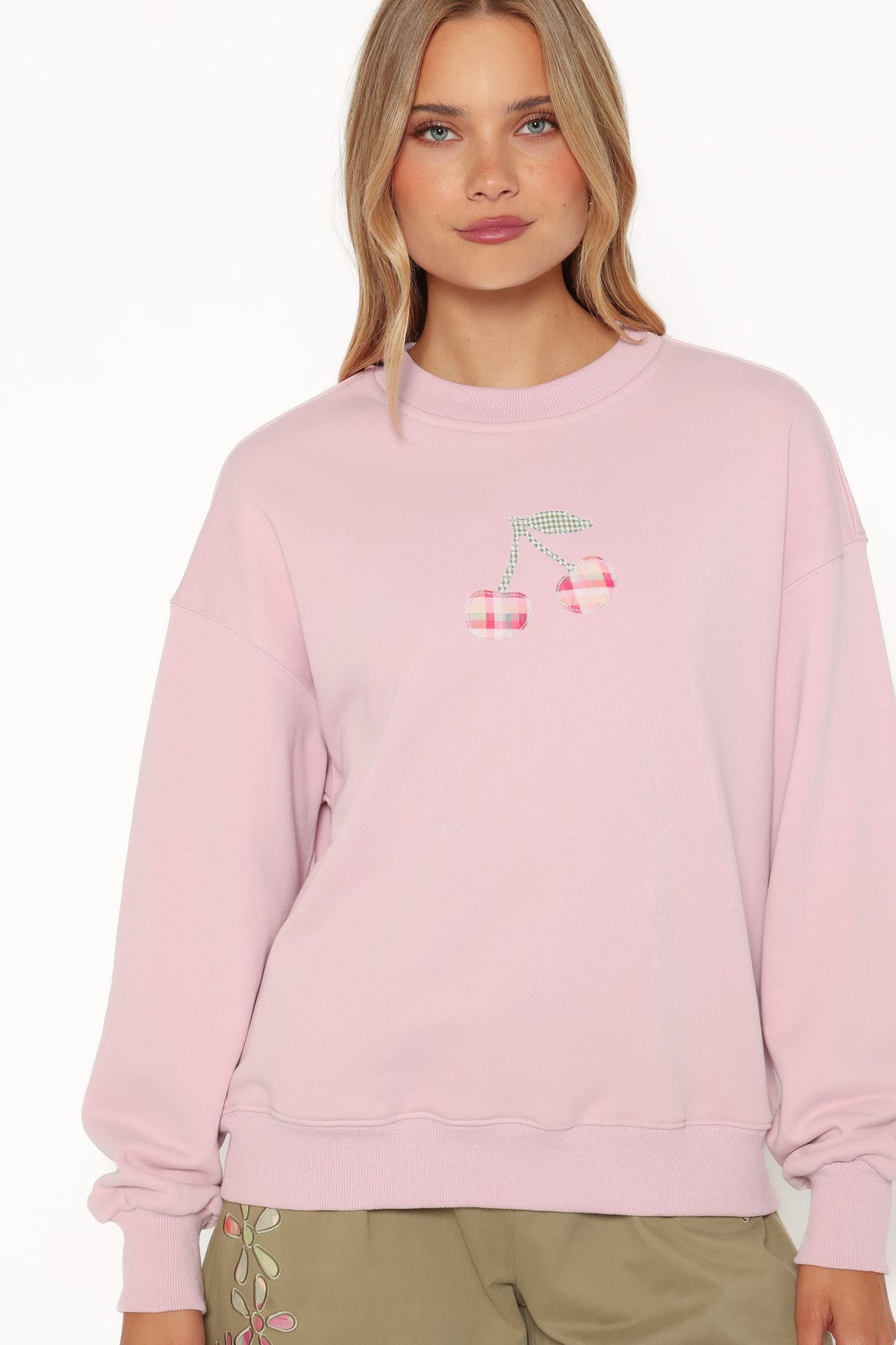 Cayley Patchwork Sweatshirt in Pink Cherry – view 3 of 7
