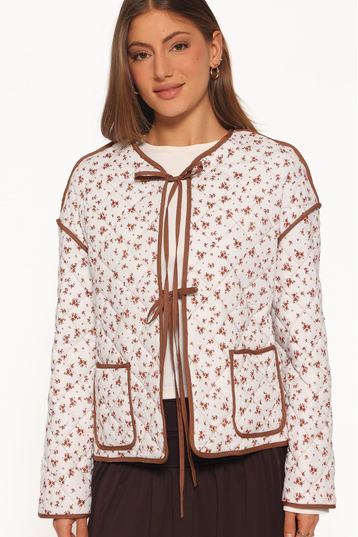 Cindie Quilted Jacket in Brown Ditsy Floral – view 2 of 6