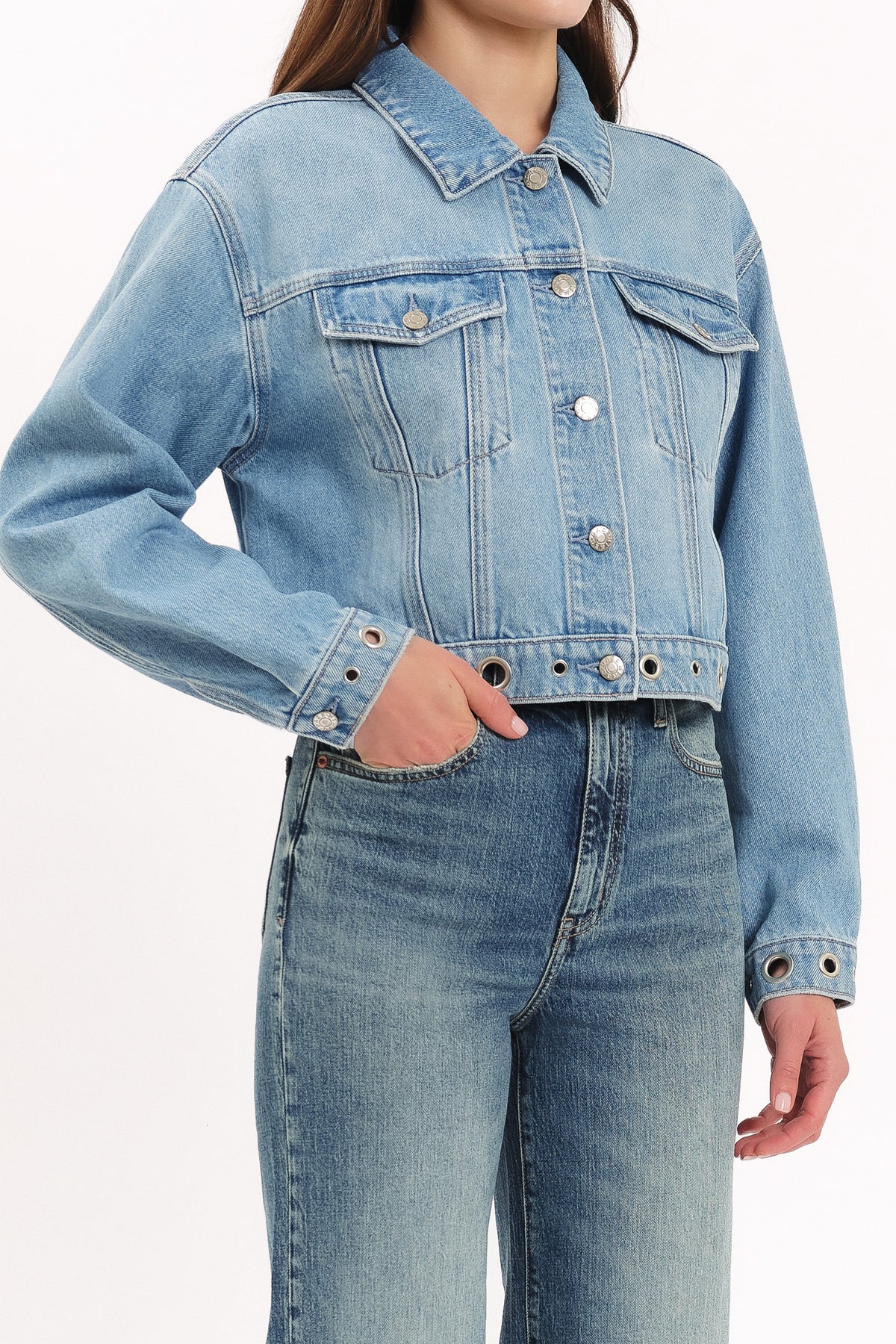 Daze Del Mar Cropped Denim Jacket in Pulse – view 2 of 3