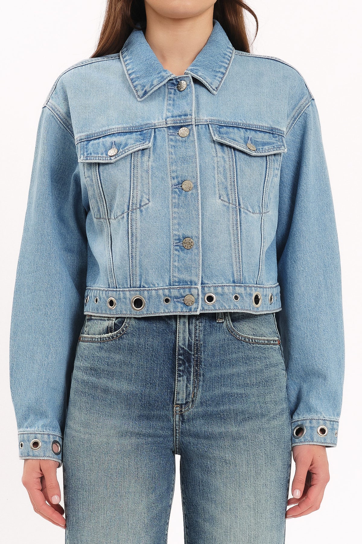 Daze Del Mar Cropped Denim Jacket in Pulse – view 1 of 3
