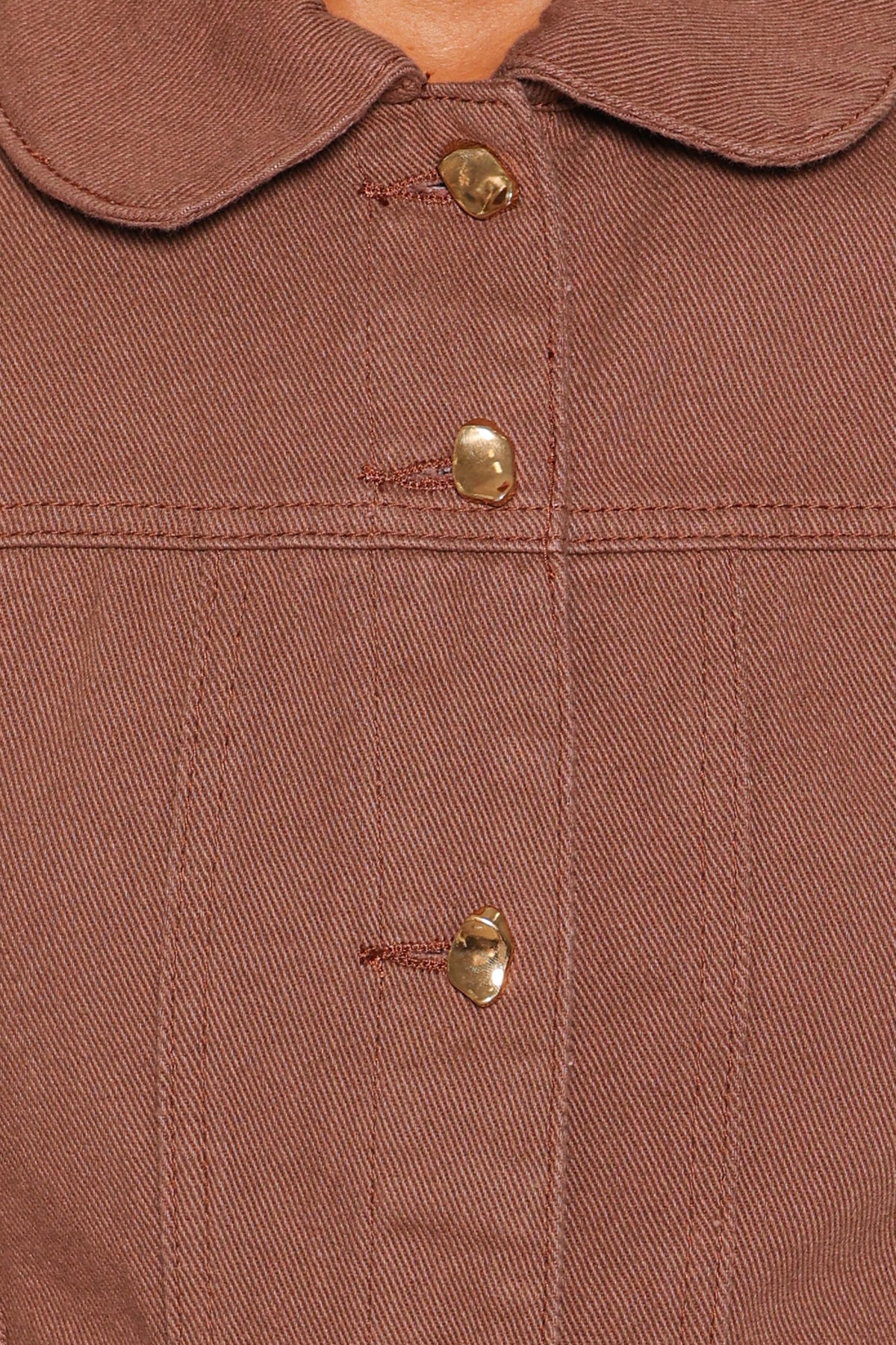 Faven Cropped Denim Jacket in Chocolate Brown – view 6 of 6
