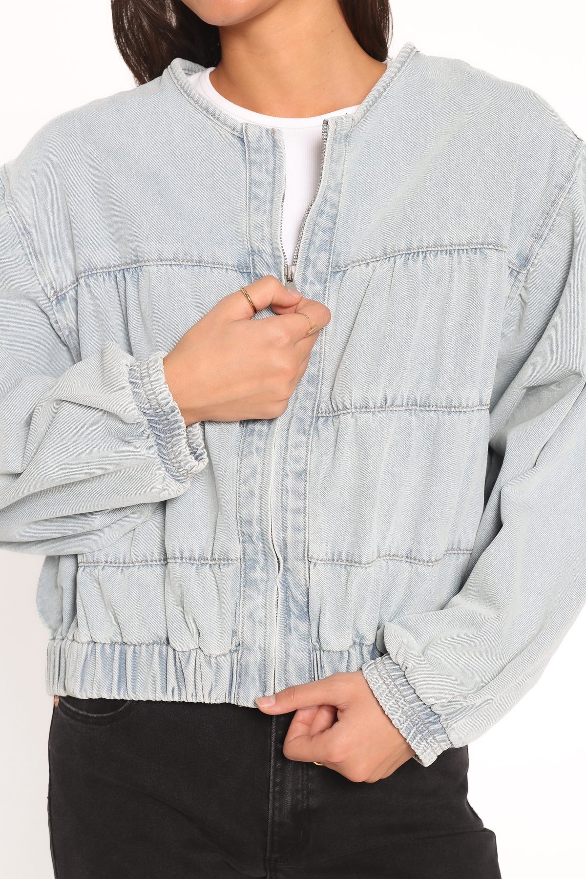 Gretal Denim Bomber Jacket in Light Blue Wash – view 2 of 4